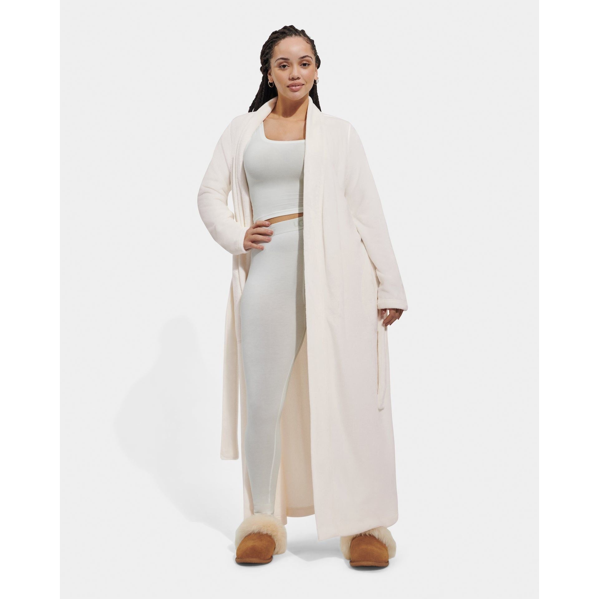 UGG Women's Marlow Robe - Soft Plush Fleece Bathrobe with Pockets, Nimbus Grey - Cozy Loungewear for Spa, Home & Winter Relaxation