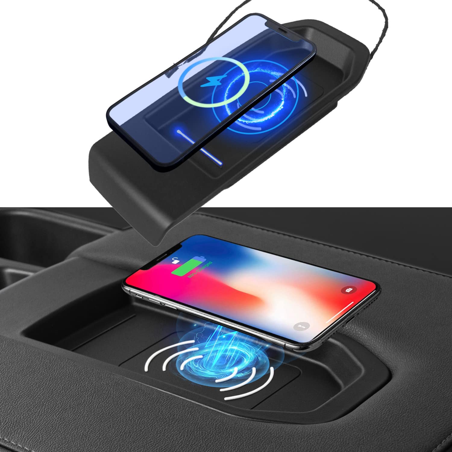15W Fast Wireless Charger Compatible with 2019-2021 Chevy Silverado & GMC Sierra - OEM Replacement Charging Tray for Jump Seat Models | Perfect for Road Trips & Daily Commuting