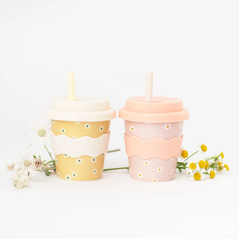 Pink Daisy Babyccino Cup - 120ml Ceramic Baby Coffee Mug for Toddlers - Perfect for Pretend Play, Tea Parties & First Sips