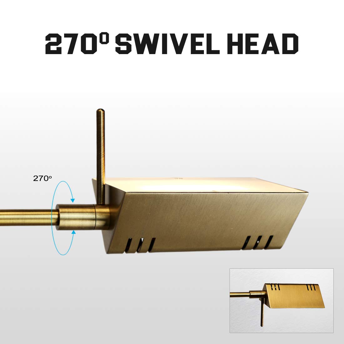 O'Bright Adjustable LED Pharmacy Floor Lamp - 12W Dimmable Standing Light with 360° Swing Arms & Height Adjustment - Antique Brass (Gold) - Perfect for Reading, Sewing, Crafts & Home Office - ETL Certified