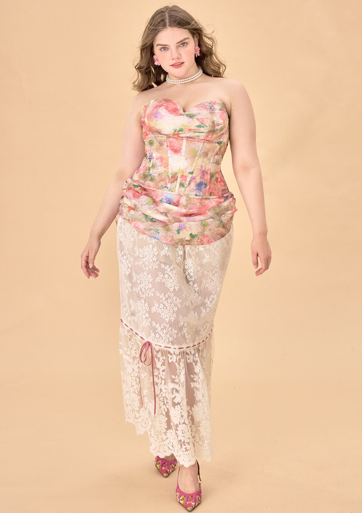 Elegant Floral Mirror Skirt - Curve & Plus Size Women's Fashion for Parties, Weddings & Special Occasions