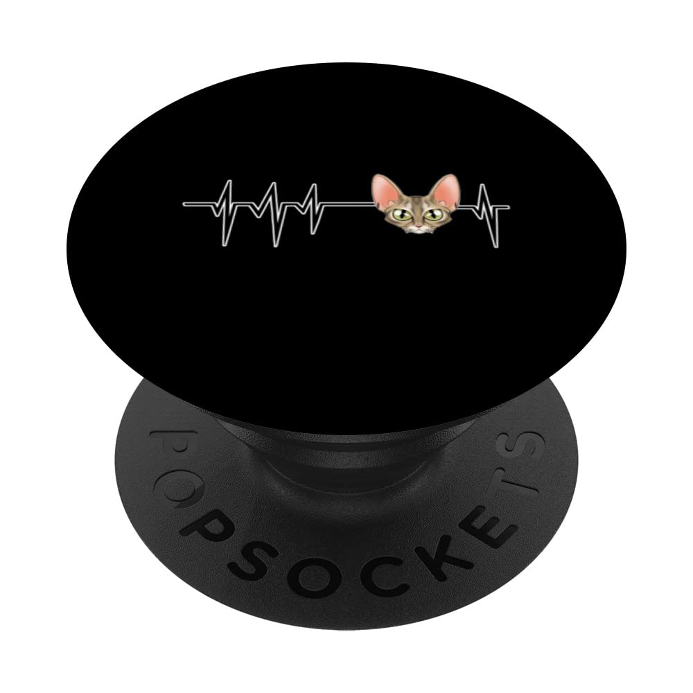 Cat Heartbeat PopSocket - Swappable PopGrip for Cat Lovers | Devon Rex Cat Design | Perfect for Phones, Tablets & Laptops