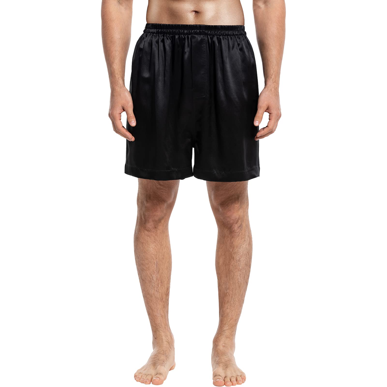 COLD POSH Men's Silk Boxer Shorts - 100% Pure Mulberry Silk, 19mm, Soft & Breathable - Luxury Lightweight Underwear for Sleep, Lounge & Everyday Wear - 2 Pack (Black + Navy, XL) - Perfect for Father, Husband & Son - Ideal for Home, Travel & Relaxation