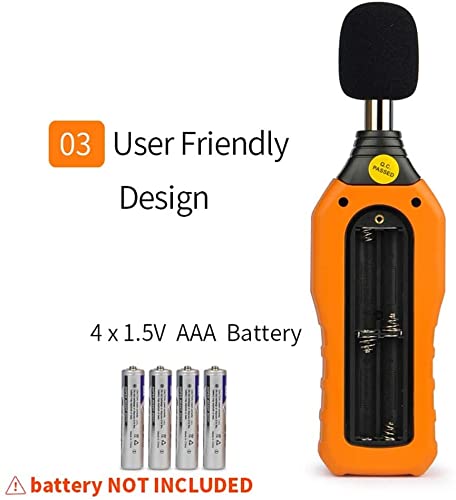 Professional LCD Digital Sound Level Meter - Noise Decibel Meter with Data Hold (30-130 dB) for Home, Studio & Workplace Noise Measurement