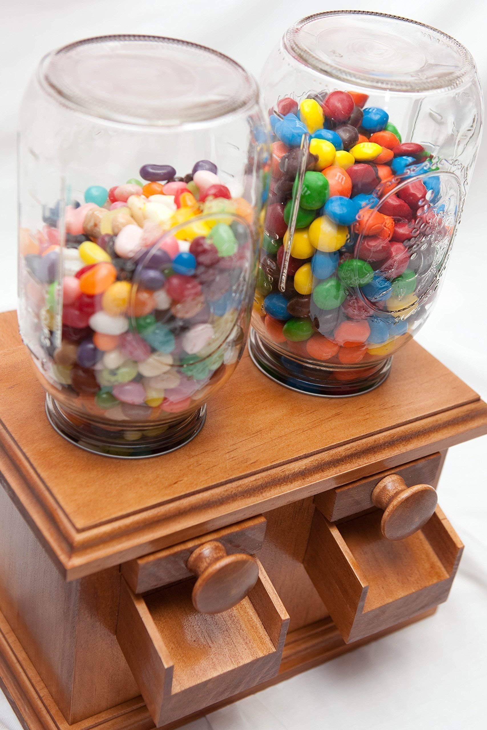 Handmade Double Wooden Candy Dispenser for M&M's Peanut & Snacks - Premium Wooden Candy Machine by Dave's Wood Designs - Perfect for Home, Office & Party Decor