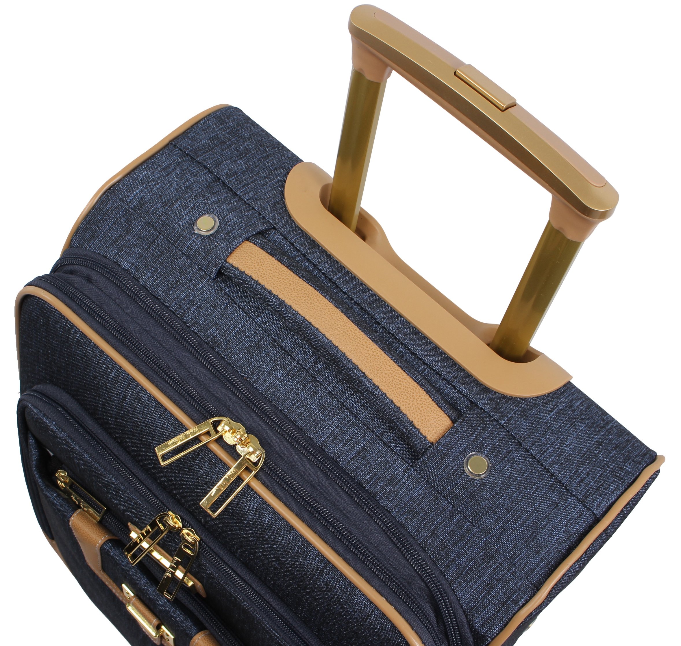 Nicole Miller New York 20 Inch Expandable Carry On Suitcase - Lightweight Softside Luggage with 4 Spinner Wheels (Paige Navy) - Perfect for Business Travel, Weekend Getaways & Airplane Cabin Use