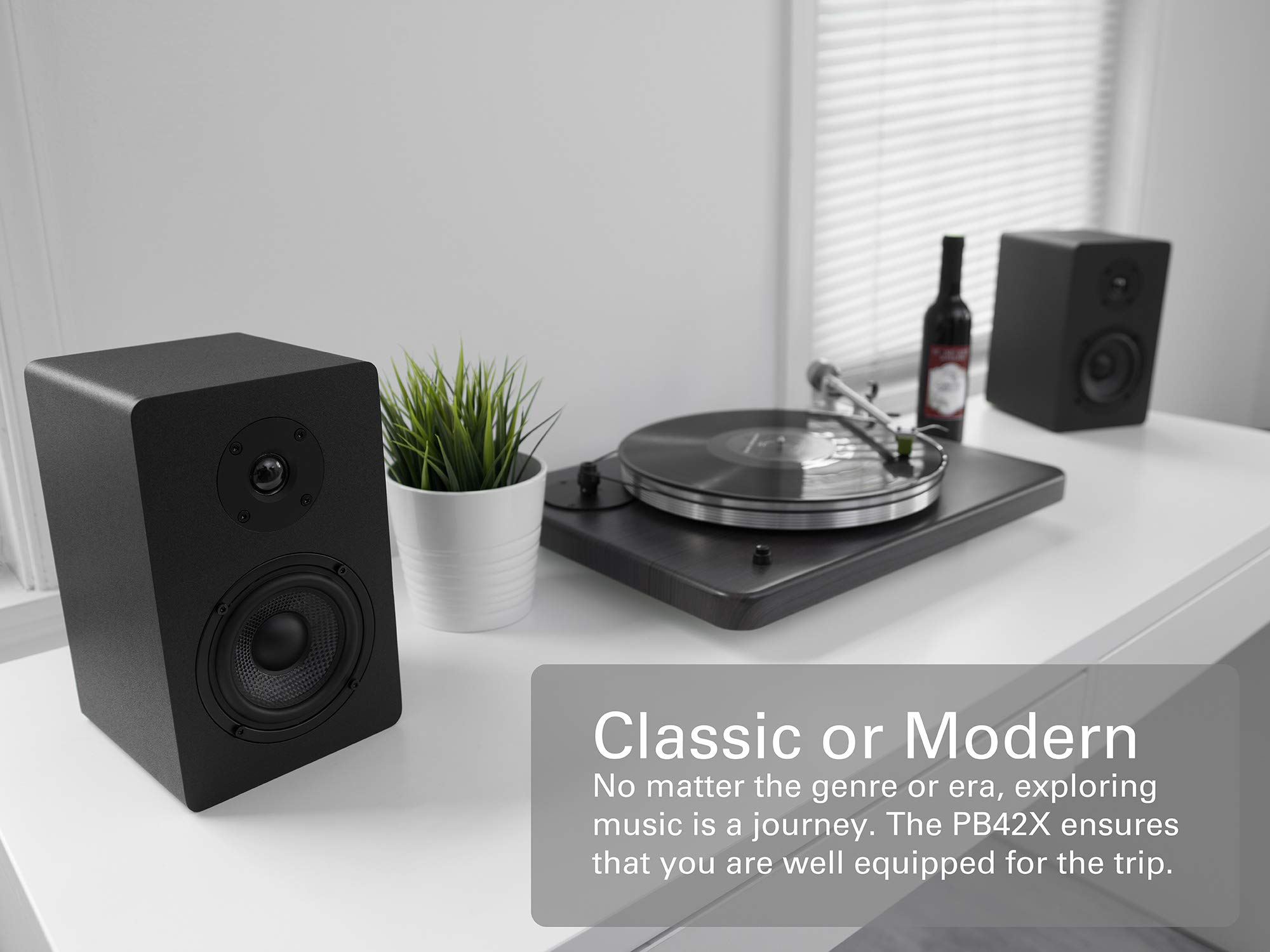 Micca PB42X 30W RMS Powered Bookshelf Speakers - Active 2-Way Near Field Studio Monitor Pair (Black) | Perfect for Home Audio, Gaming & Music Production