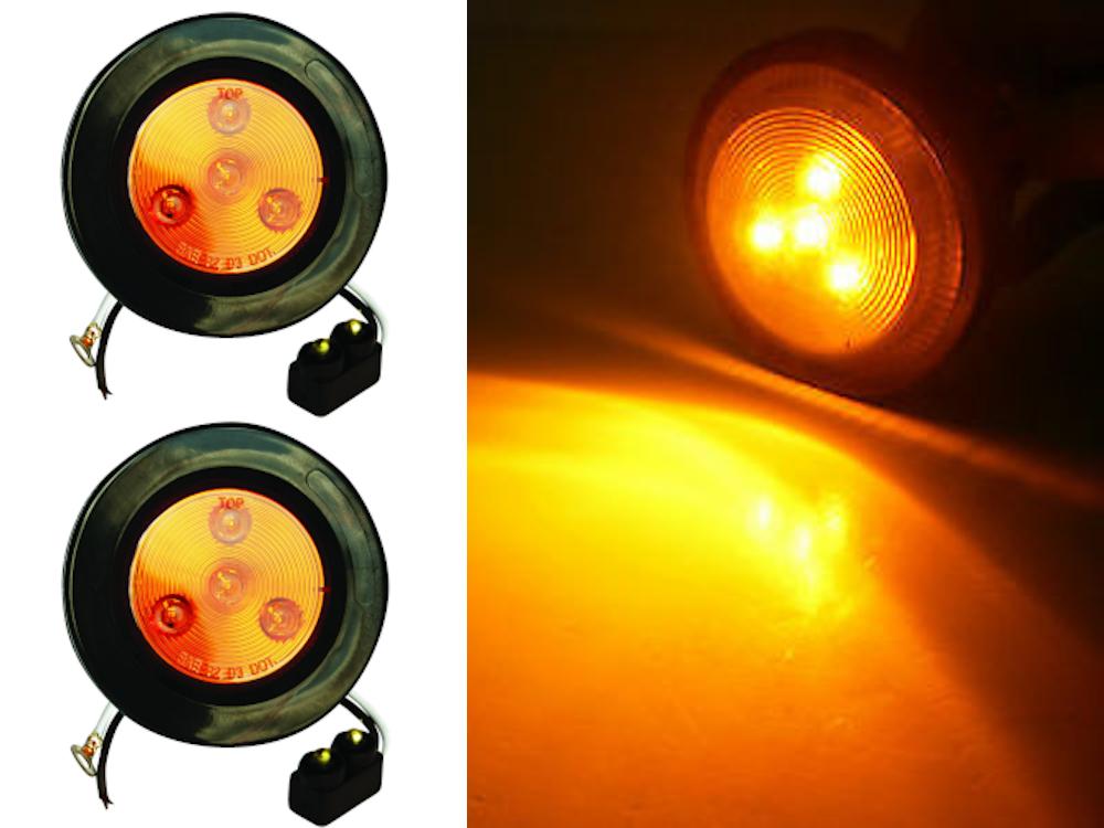 Fortpro 2.5 Inch Amber Round Clearance/Marker LED Light - 4 High-Intensity LEDs with Durable Amber Lens (2-Pack) F235169 | Perfect for Truck Trailers, Emergency Vehicles & Construction Equipment