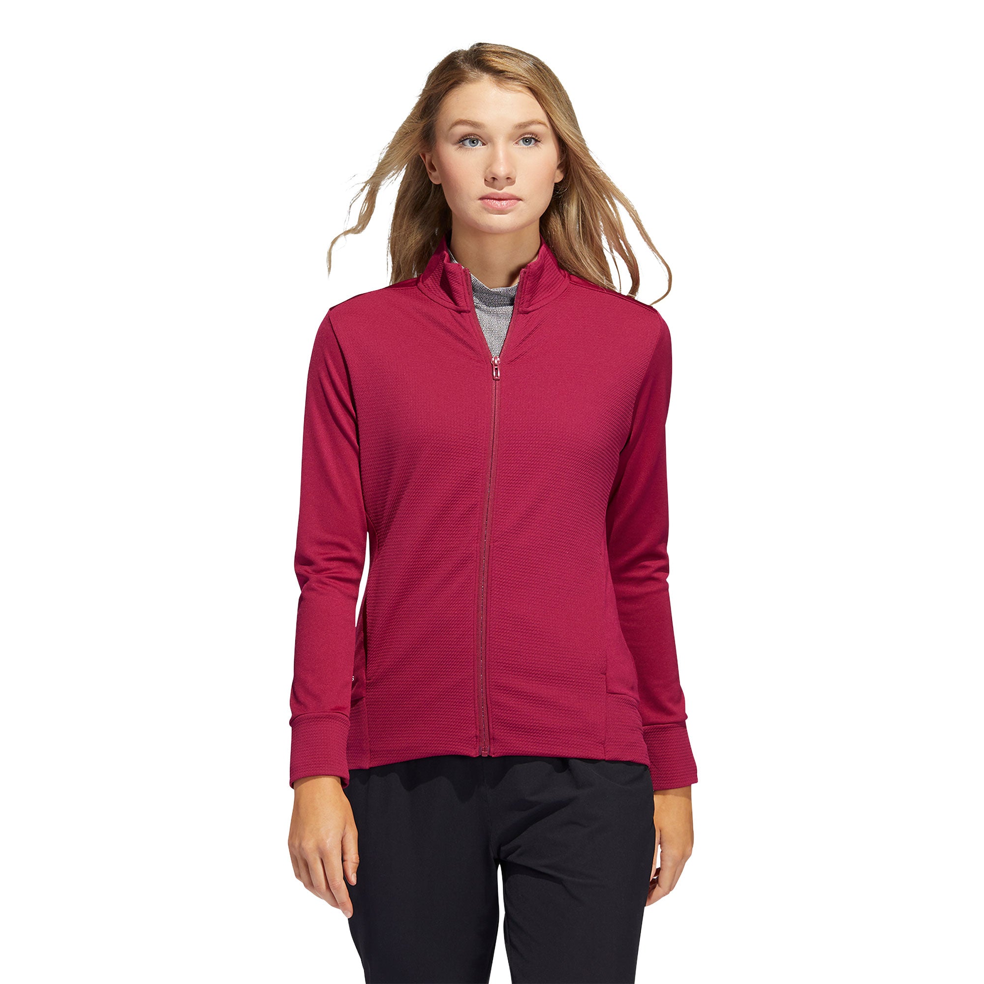 Adidas Textured Legacy Burgundy Women's Golf Jacket - Lightweight Waterproof Windbreaker for Outdoor Sports & Casual Wear