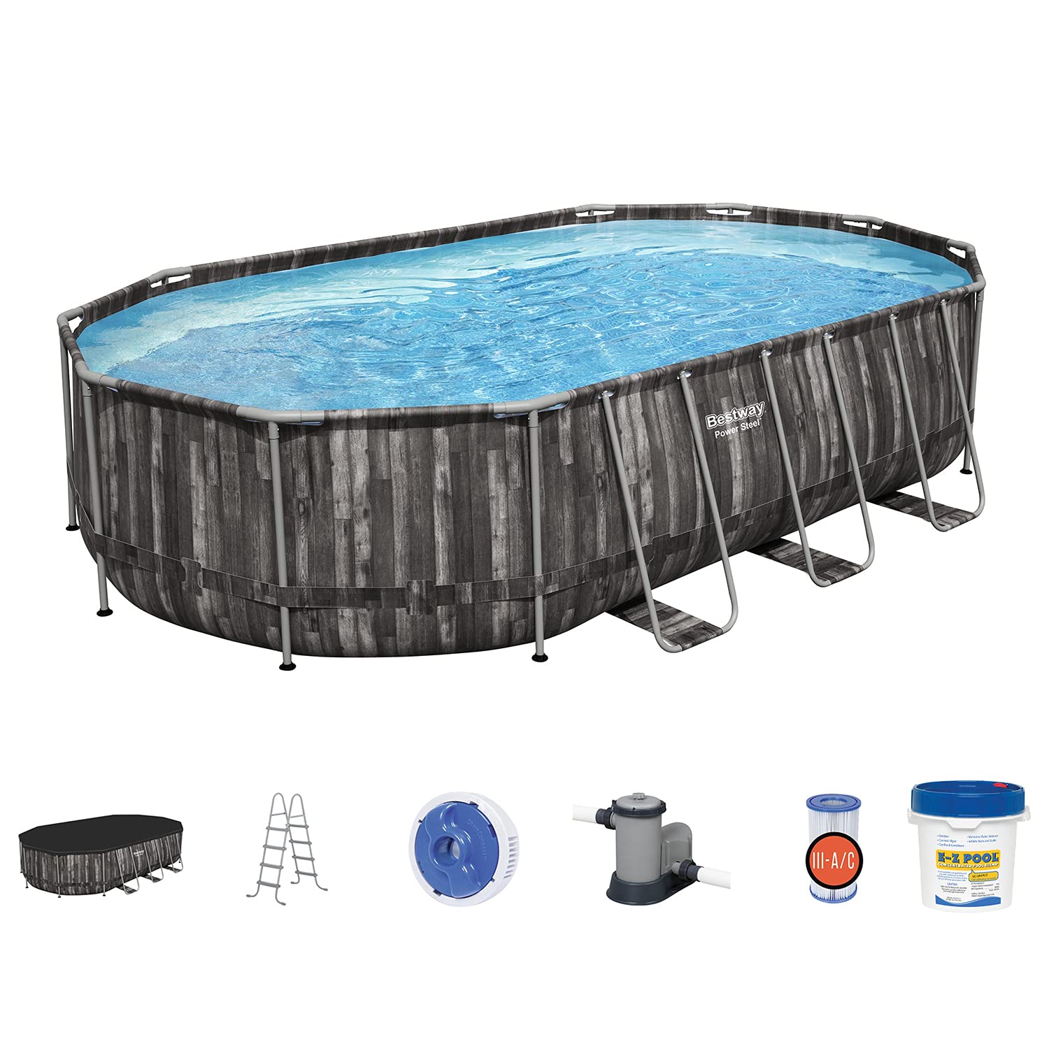 Bestway Power Steel 20x12x4ft Oval Above Ground Pool Set with Ladder, Cover, Pump & Filter – Perfect for Backyard Family Fun, Summer Parties, and Outdoor Relaxation