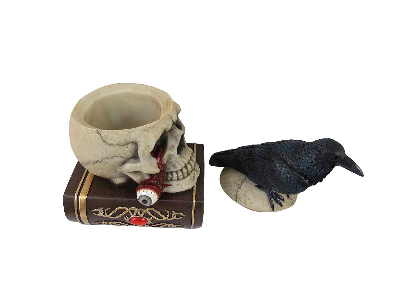 Gothic Skull & Crow Decorative Trinket Box with Lid - Victorian Halloween Jewelry Organizer | 9