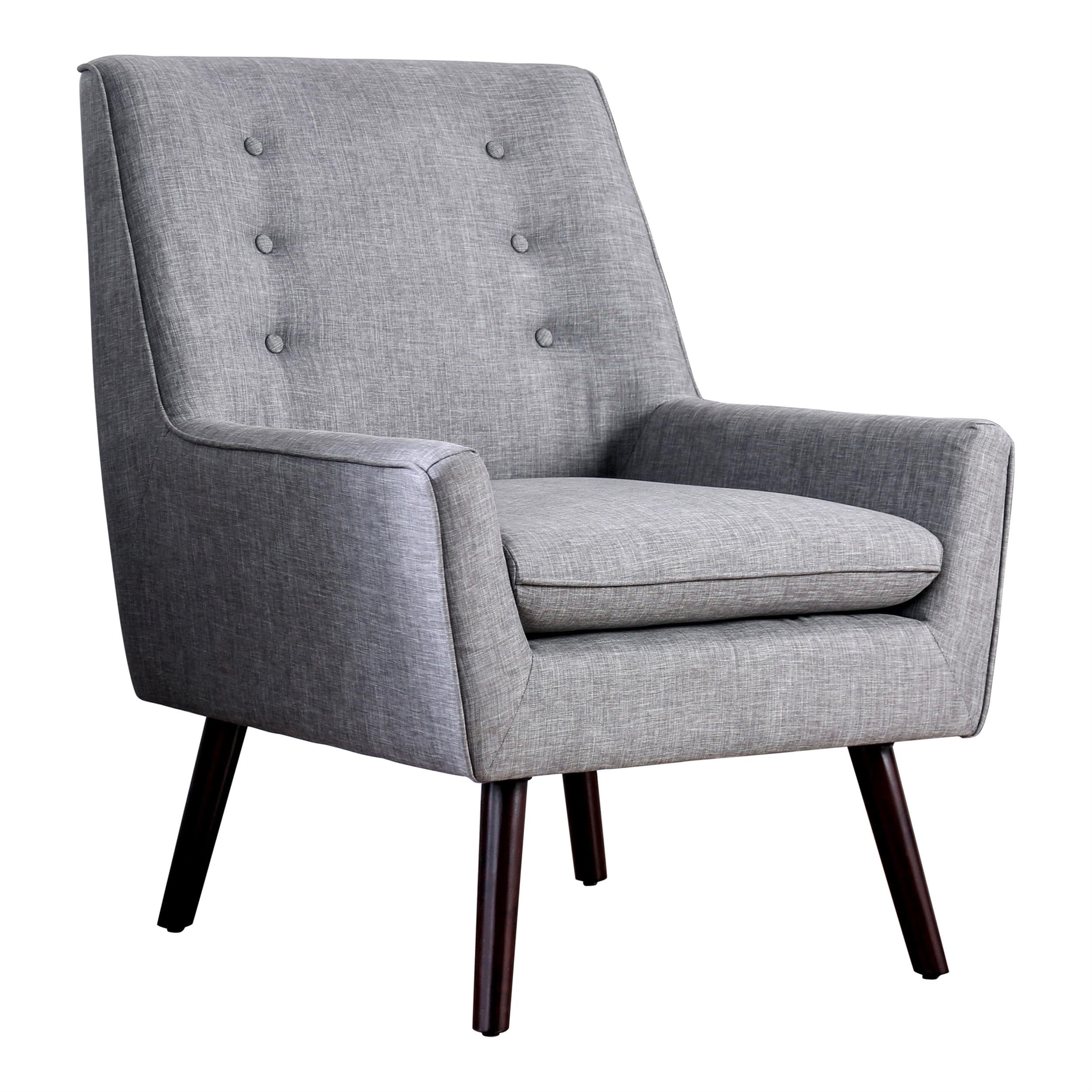 Mid-Century Modern Light Gray Fabric Tufted Accent Chair by Furniture of America - Perfect for Living Room, Bedroom & Home Office Decor