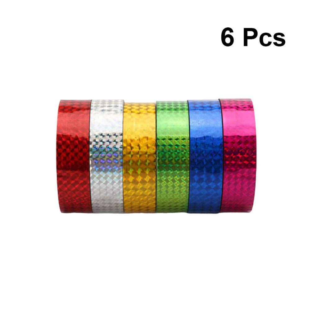 6 Rolls Holographic Wrapping Tape - DIY Photo Album Decorative Tape for Scrapbooking, Gift Wrapping & Craft Projects - Self-Adhesive & Easy to Use