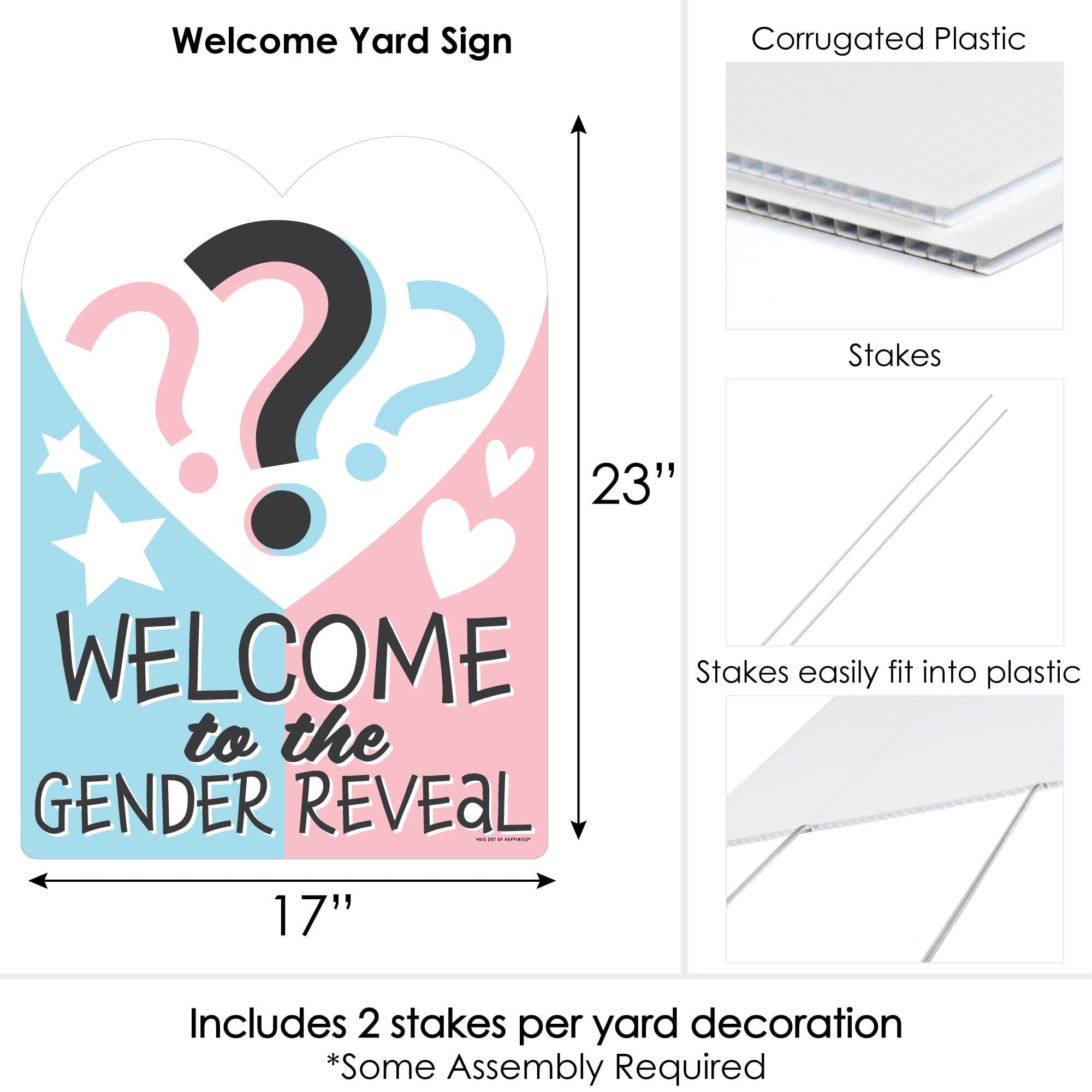 Big Dot of Happiness Baby Gender Reveal Party Decorations - Team Boy or Girl Welcome Yard Sign for Gender Reveal Parties, Baby Showers & Nursery Decor