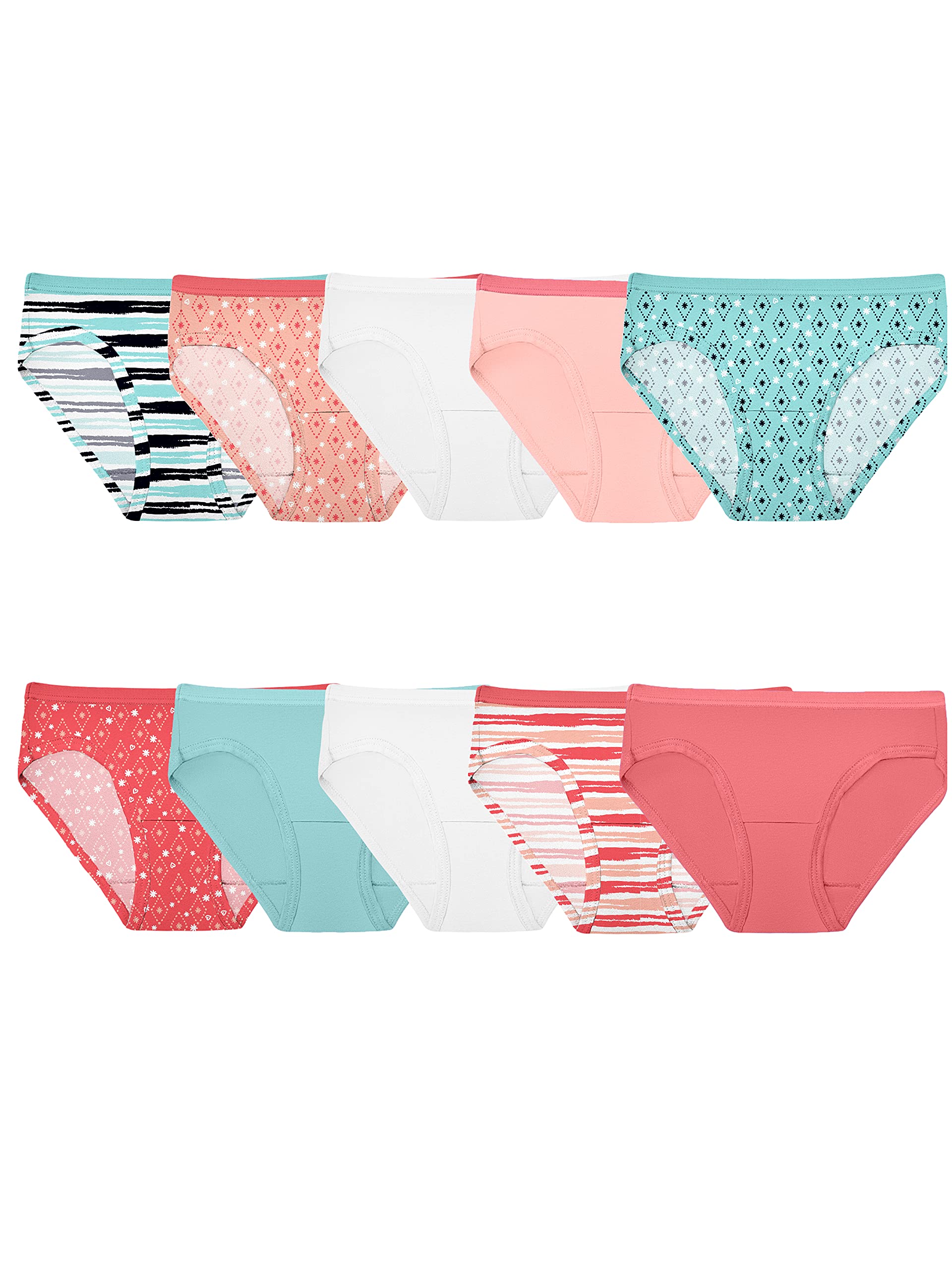 Fruit of the Loom Girls' Cotton Hipster Underwear 5-Pack - Soft Breathable Panties for Teens & Kids - Perfect for School, Sports & Everyday Comfort