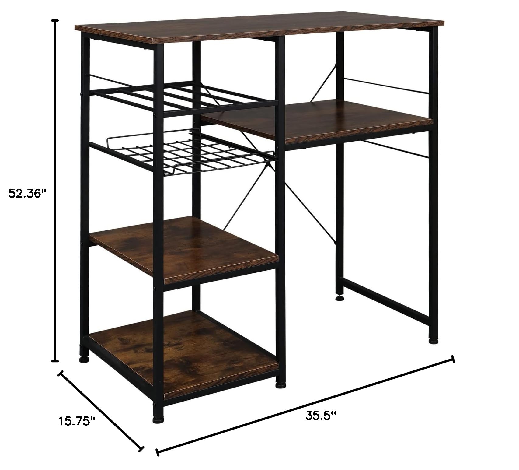 ROVSUN 4-Tier Stainless Steel Kitchen Baker's Rack with Microwave Stand - 35.5
