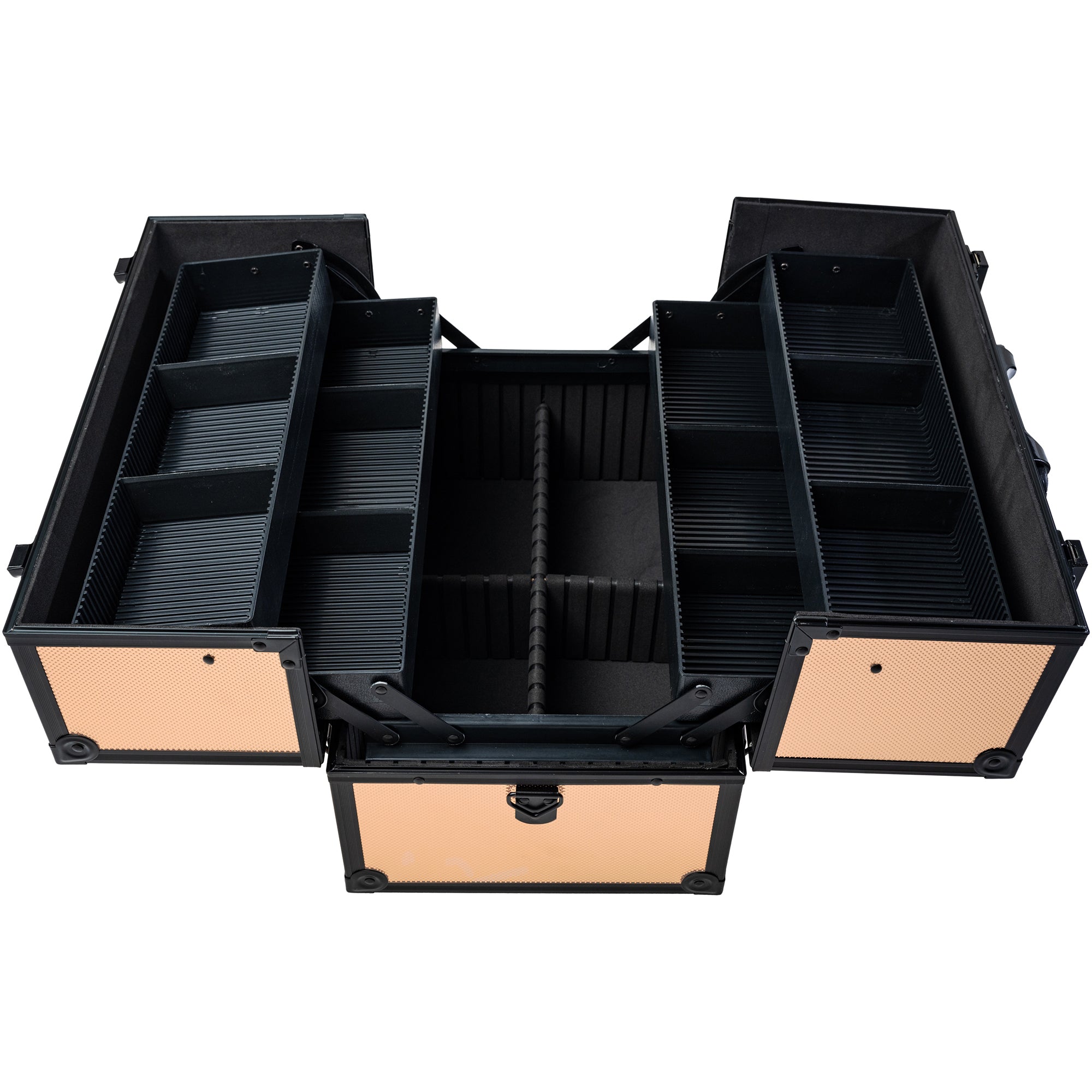 Professional Makeup Train Case with Shoulder Strap & Secure Locks - Portable Cosmetic Organizer for Travel, Salon, and Makeup Artists