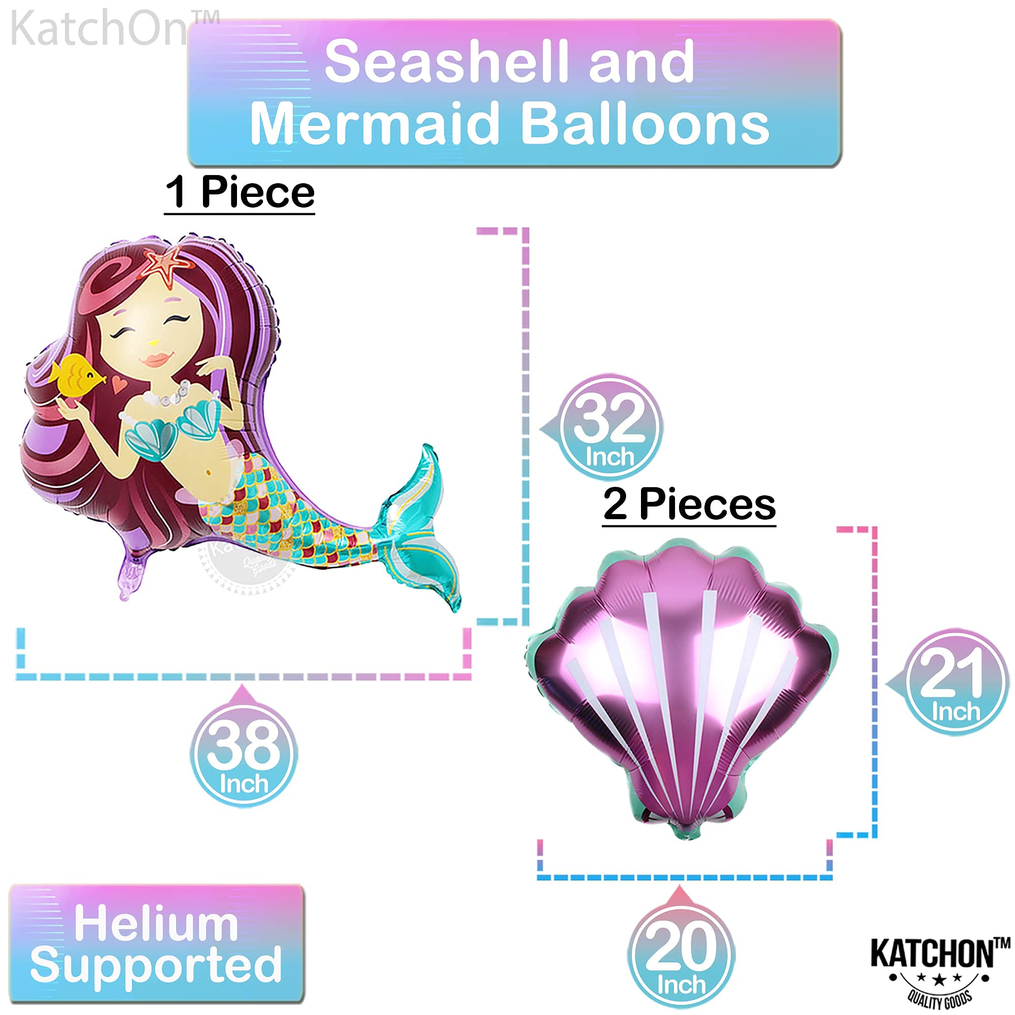 Shiny Mermaid 5th Birthday Party Decorations for Girls - Pack of 9 Including Balloons & Banner | Mermaid Themed Party Supplies for Kids Birthday | Perfect for Underwater, Ocean or Princess Themed Parties