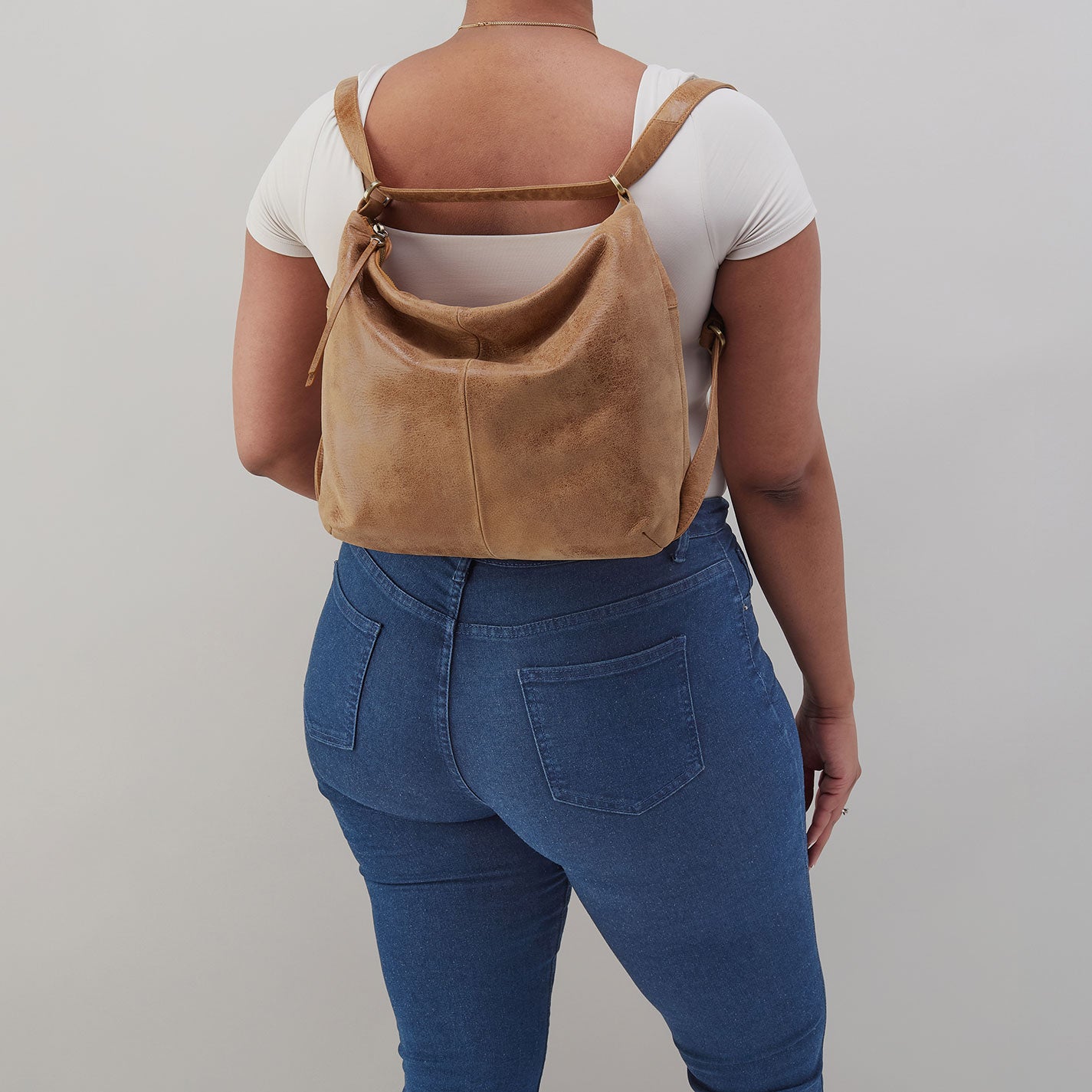Emily Convertible Backpack in Premium Buffed Leather - Whiskey Brown | Stylish Laptop Bag for Work, Travel & College | Durable Leather Backpack for Women & Men