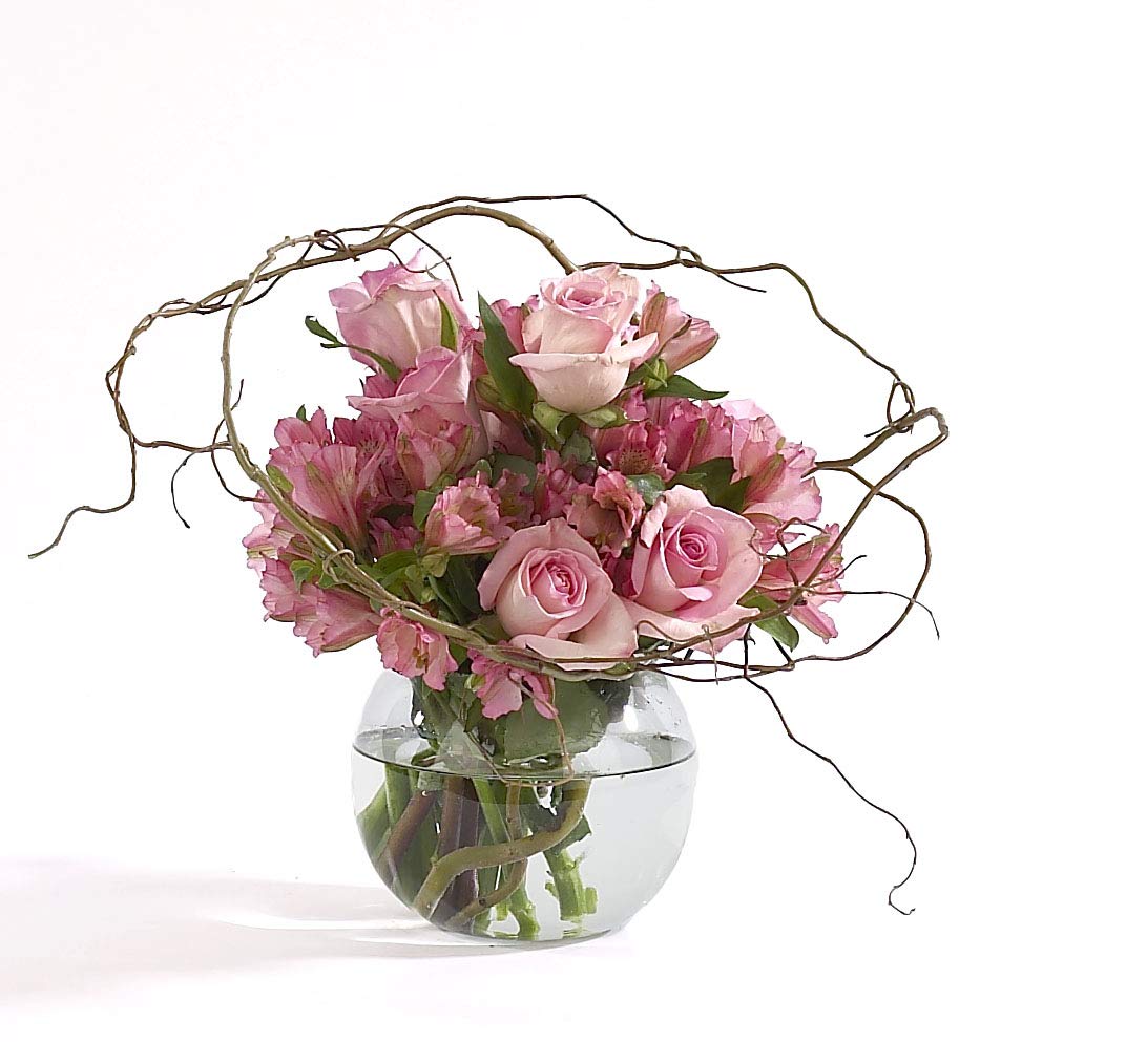 Premium Rose Bowl & Flower Guide Booklet - Elegant Small Glass Round Vase for Wedding Centerpieces, Event Decor, Floral Arrangements, Home & Office Decoration - Perfect for Romantic Weddings, Dinner Parties & Interior Design