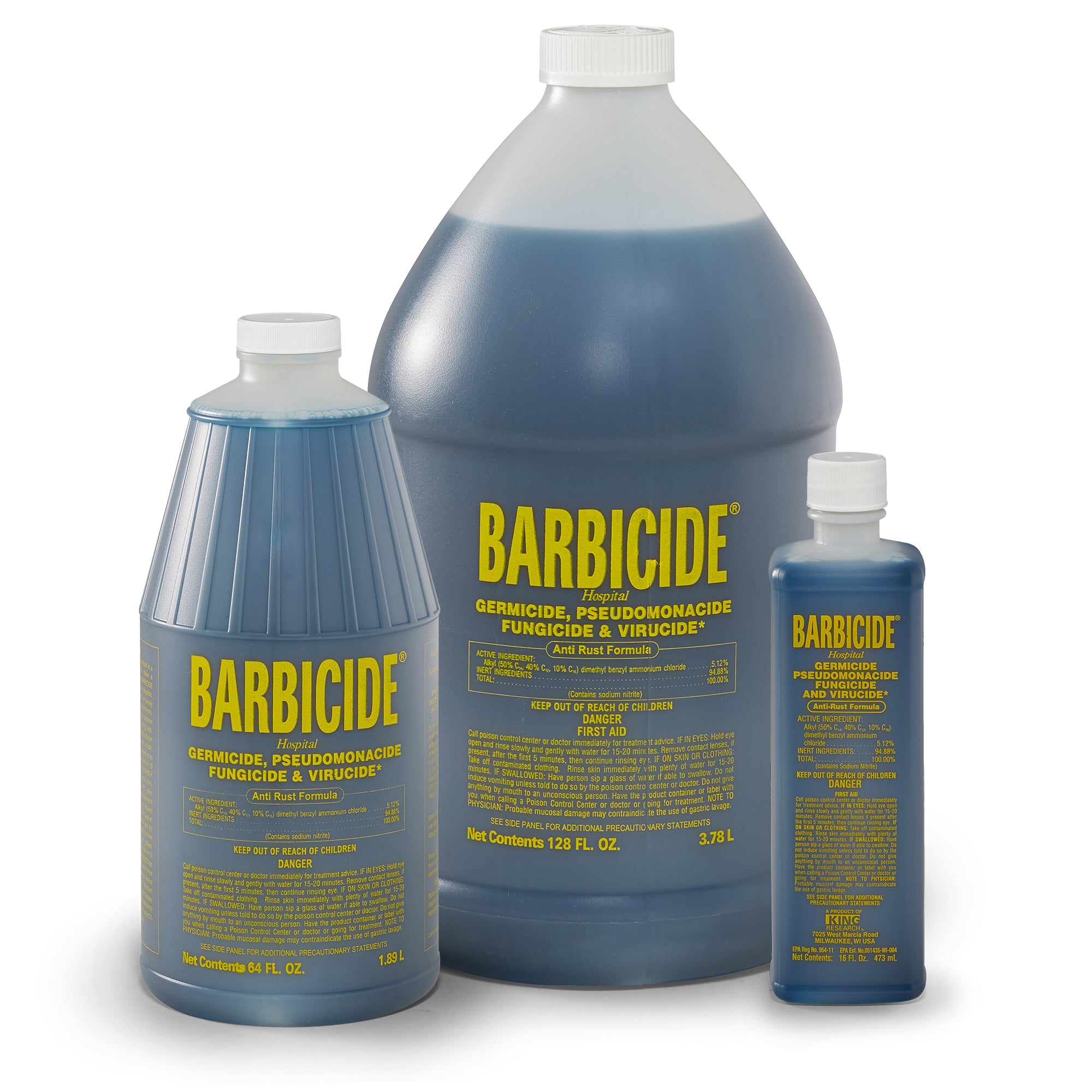 Barbicide Disinfectant Concentrate for Salon & Barber Tools - 16 oz, 64 oz & 1 Gallon Sizes - Professional Grade EPA Registered Germ Killer for Combs, Shears & Beauty Equipment - Ideal for Salon Sanitation & Home Barber Kits