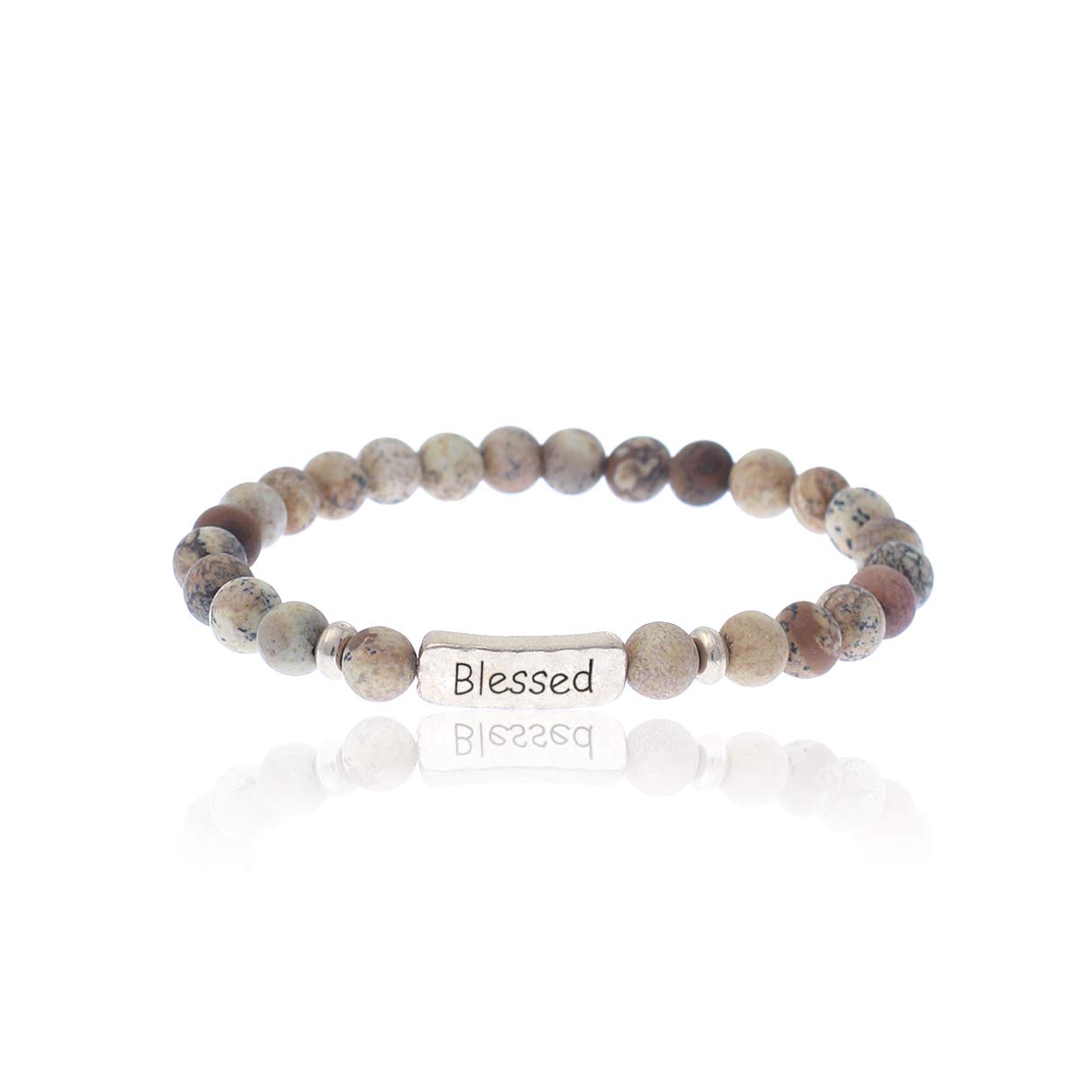Blessed Christian Bracelets for Women - Natural Stone Stretch Prayer Beads with Inspirational Messages - Religious Jewelry Gift for Her | Perfect for Daily Wear, Church, Prayer & Spiritual Encouragement