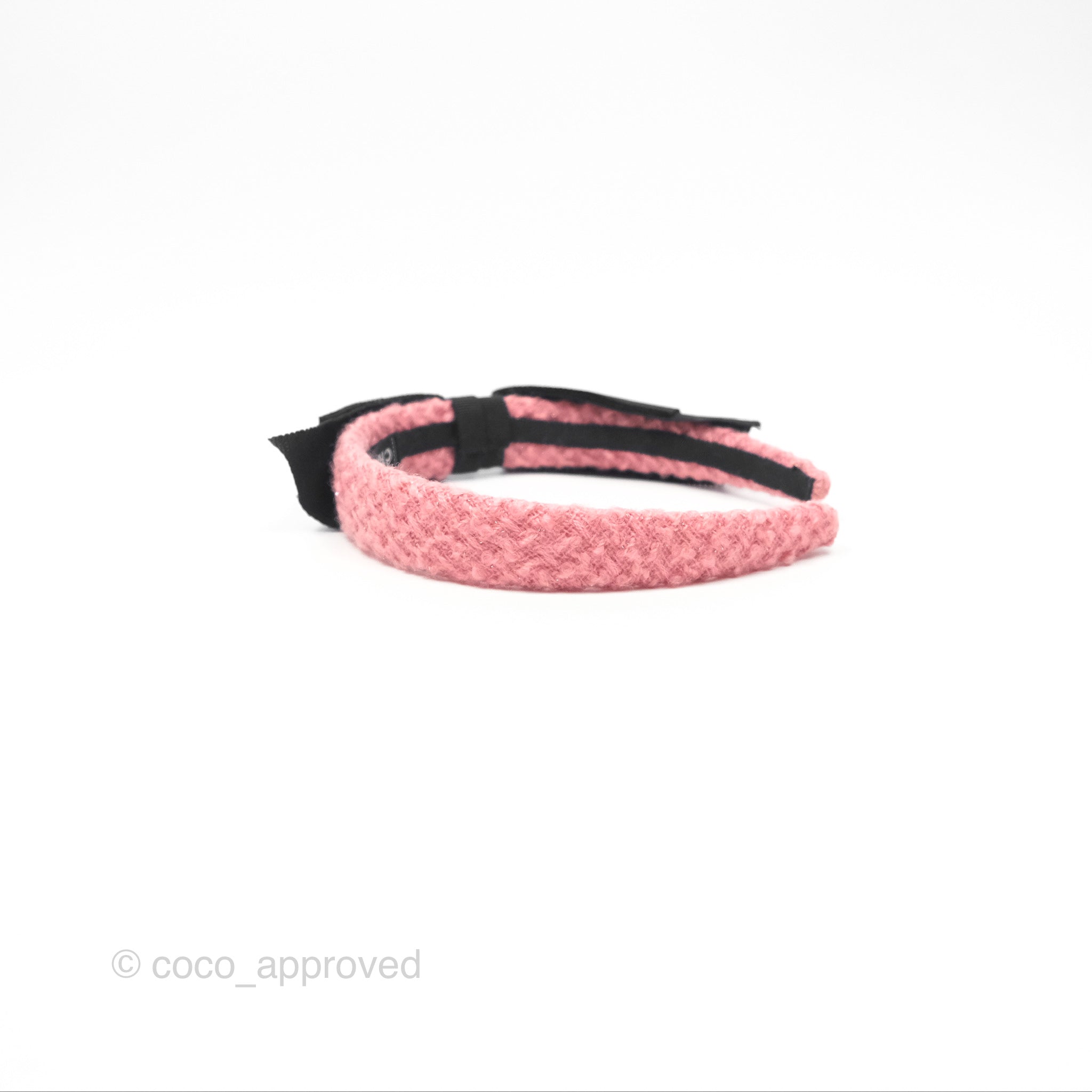 Chanel Black CC Silk Ribbon Bow Tweed Hair Band Pink 22B - Luxury Hair Accessory for Women, Perfect for Weddings, Parties & Special Occasions