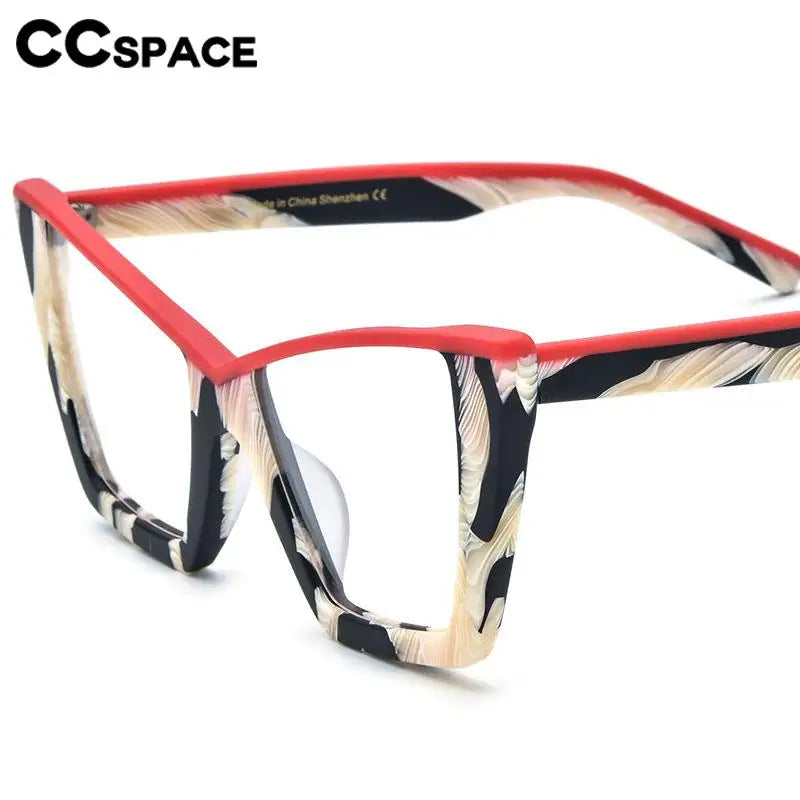 CCspace Unisex Full Rim Big Square Acetate Eyeglasses 57161 - Stylish & Durable Eyewear for Men & Women - Perfect for Work, Reading & Fashion Accessories
