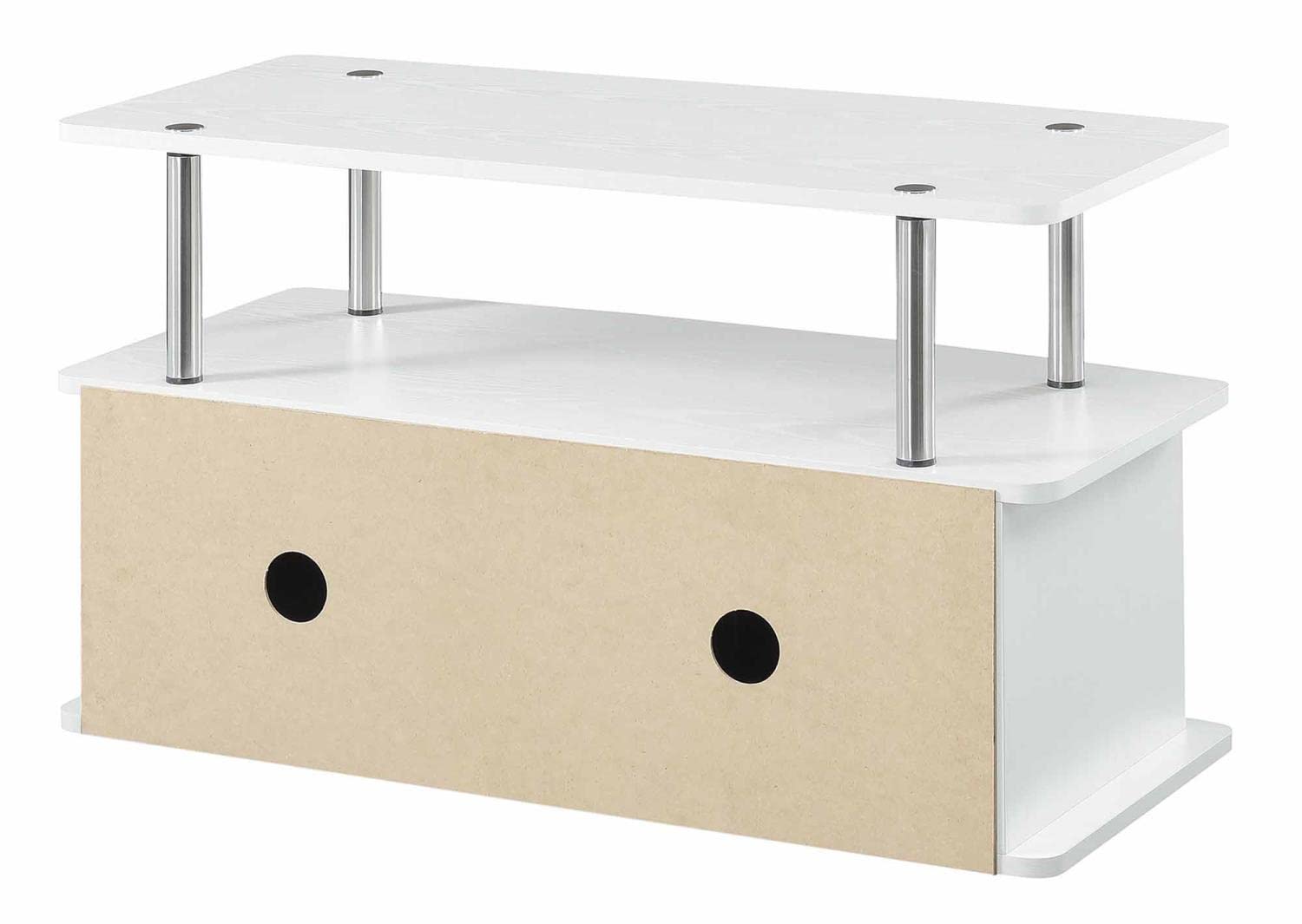 Convenience Concepts Designs2Go Deluxe 2-Door TV Stand with Storage Cabinets - White - Perfect for Living Room, Bedroom & Home Theater Setup
