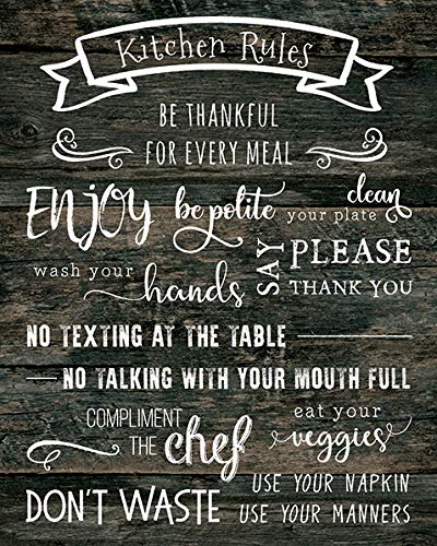 Kitchen Rules II Gallery Wrapped Canvas Wall Art - Modern Home Decor for Kitchen, Dining Room & Office - Perfect Housewarming Gift