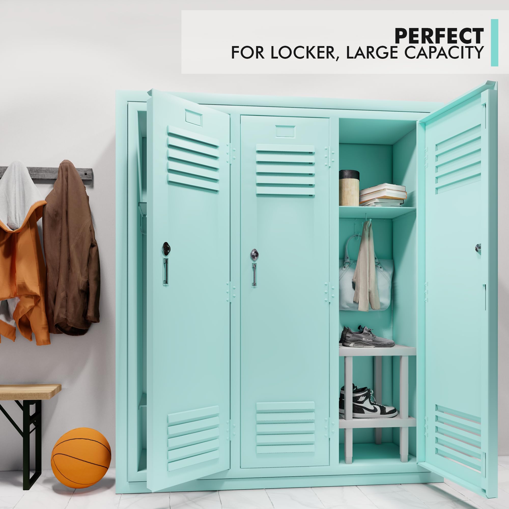Waterproof Shoe and Boot Rack with Sand Drainage - Space Saving Locker Shelf Organizer for Entryway, Mudroom, and Gym Storage