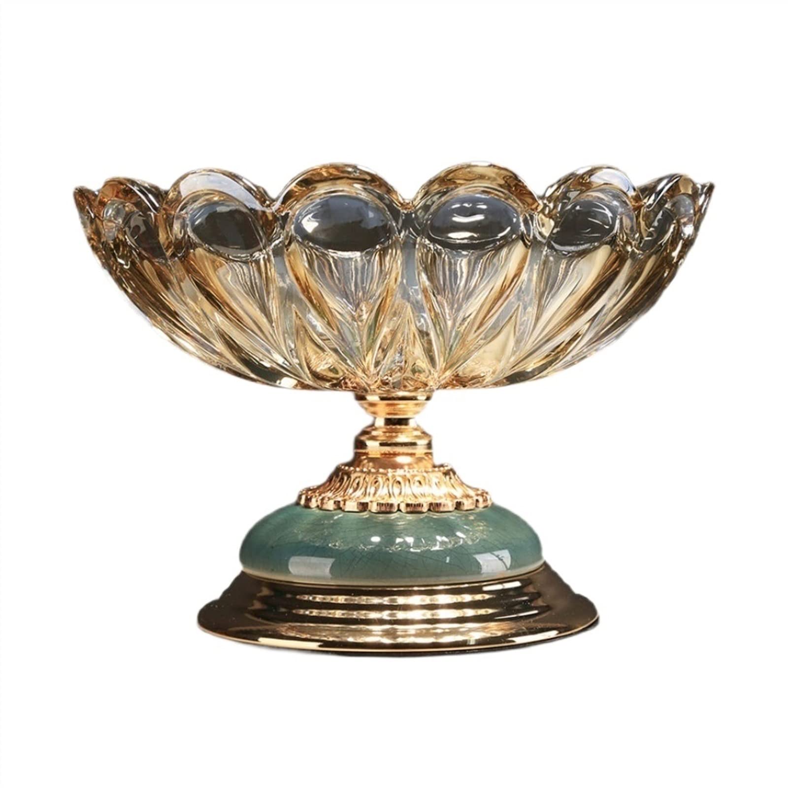 Elegant Glass & Metal High-Footed Fruit Basket - Decorative Serving Tray for Candy, Snacks, Desserts | Perfect for Coffee Table, Dining Table & Kitchen Counter Decor | Fruit Bowl & Snack Storage Solution