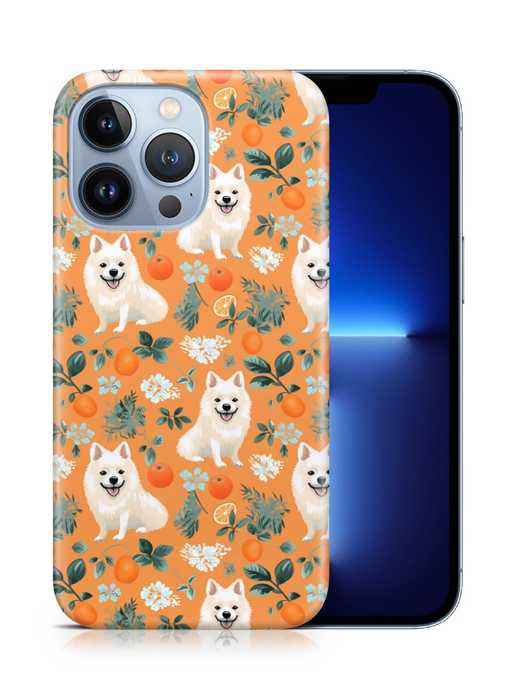 American Eskimo Dog Puppy Pattern Polycarbonate Phone Case for Apple iPhone 13 Pro - Durable Protective Cover with Cute Canine Design for Everyday Use and Outdoor Adventures