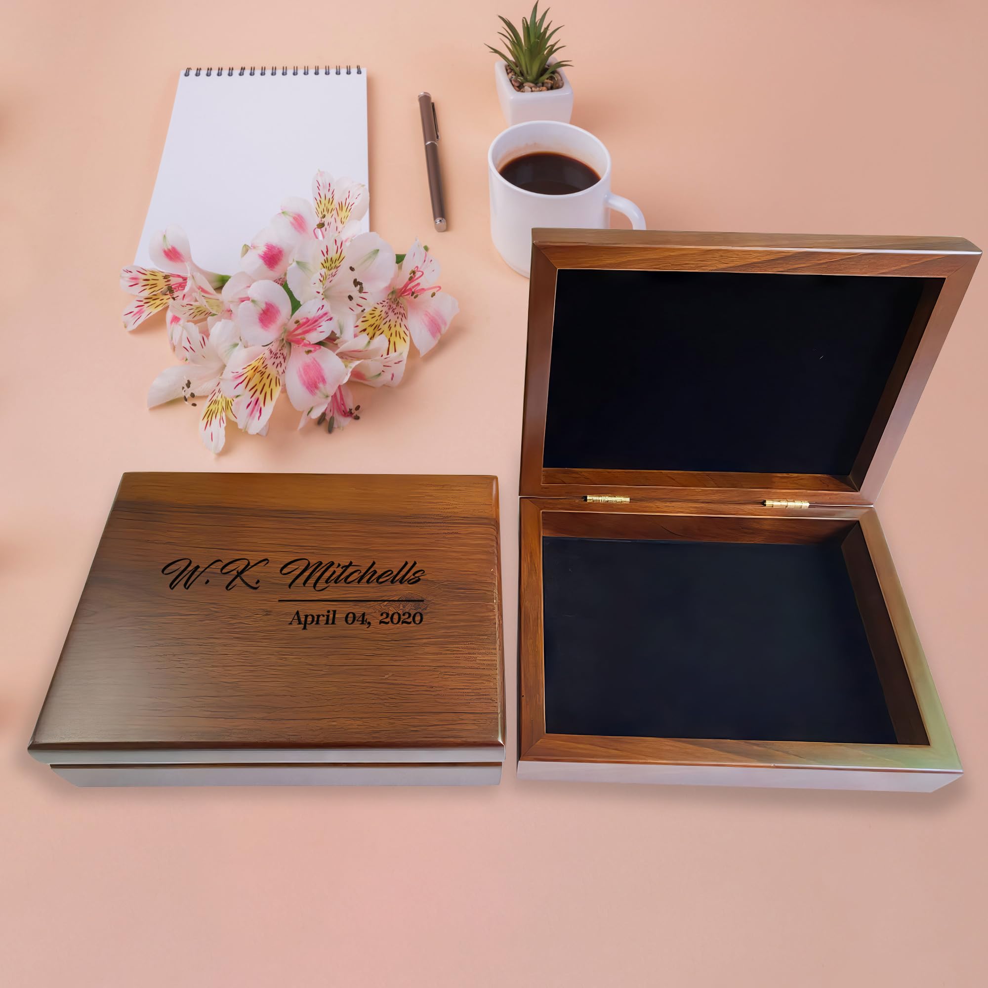 Personalized Memory Box - Custom Engraved Keepsake Box for Couples | Wedding, Anniversary & Birthday Gift for Husband or Wife | Monogrammed Jewelry Storage Box | Perfect for Preserving Wedding Vows, Love Letters & Special Mementos