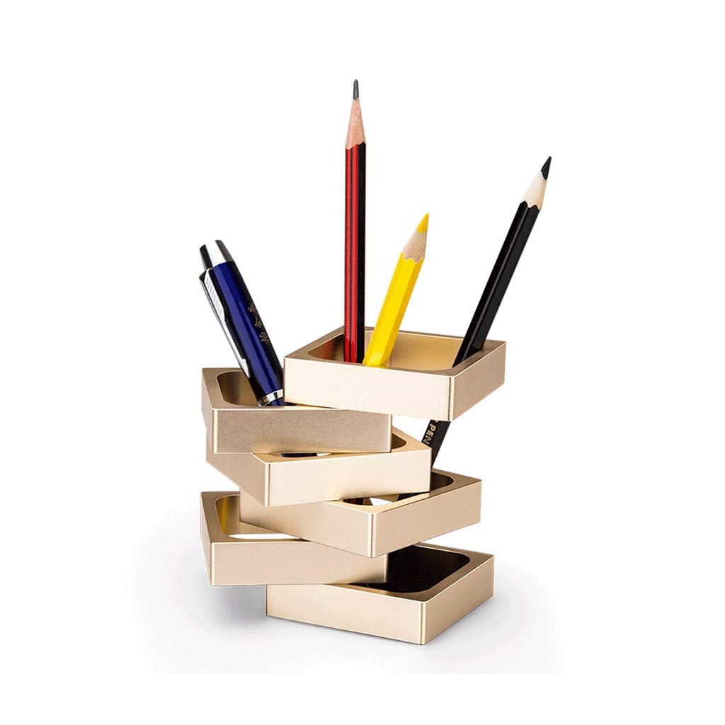 Premium Aluminum Alloy Pen & Pencil Holder - Large Capacity, Adjustable Shape Office Desk Organizer - Custom Business Gift (Color B) for Home Office, School & Workspace Organization