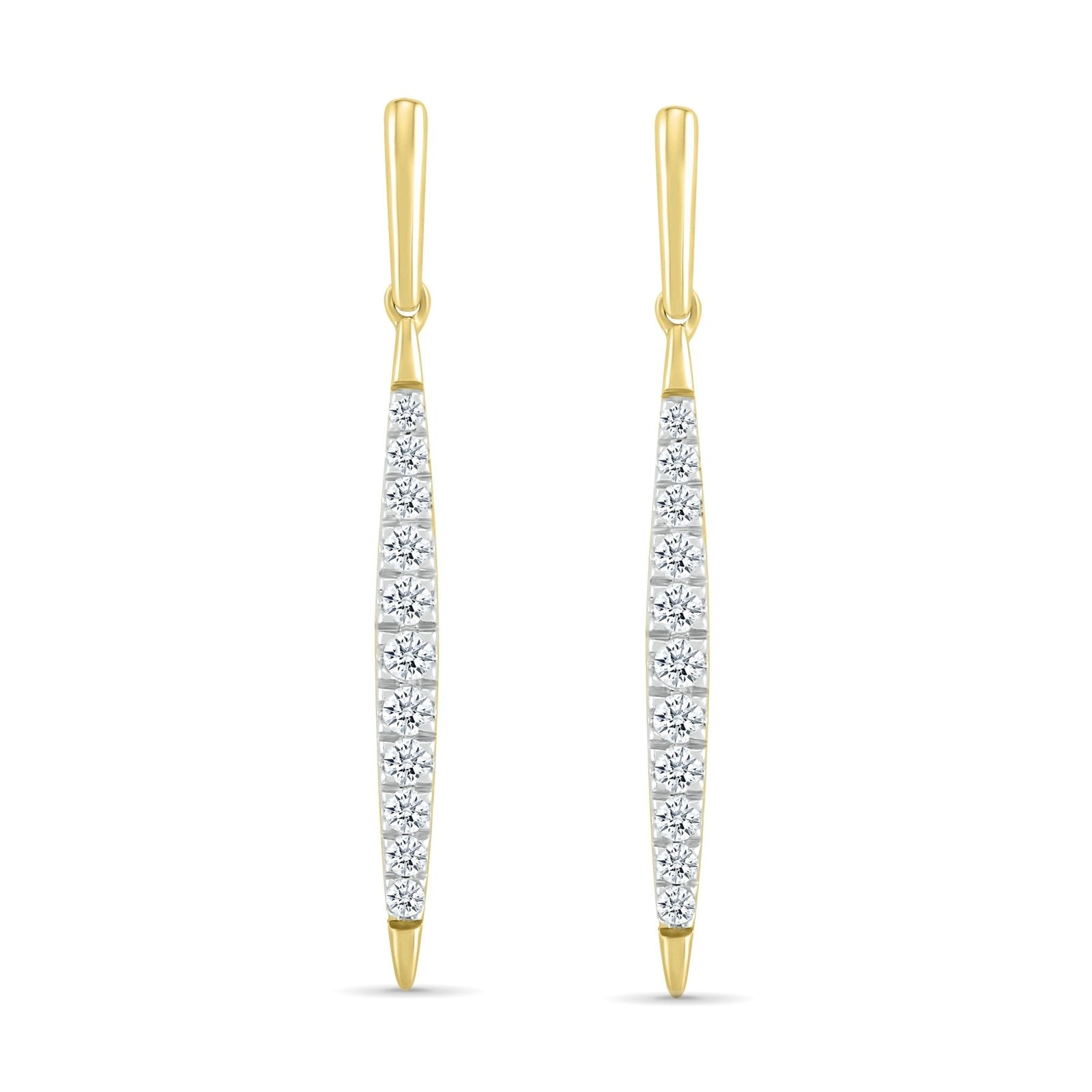 10k Yellow Gold Diamond Dangle Stud Earrings for Women - Elegant Everyday & Party Jewelry Gift