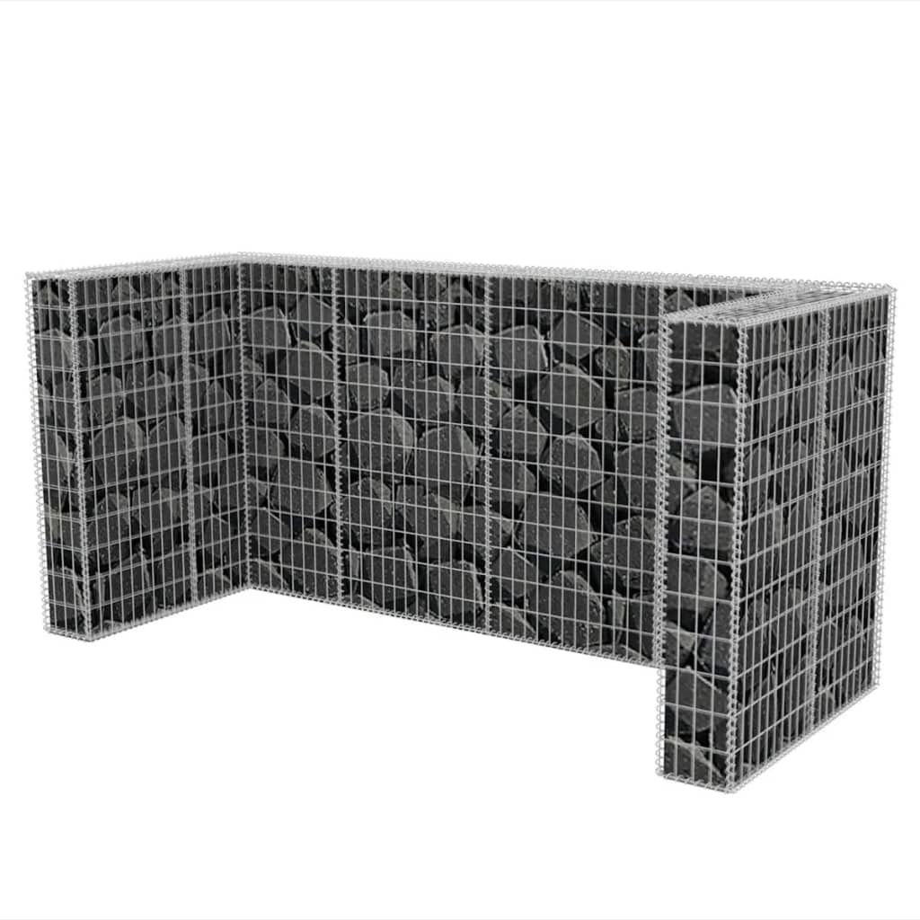 vidaXL Outdoor Garbage Can Storage - Steel Trash Can Enclosure Shed for Double Wheelie Bins | Patio, Yard & Garden Waste Management Solution | Weatherproof & Durable Design for Backyard Organization
