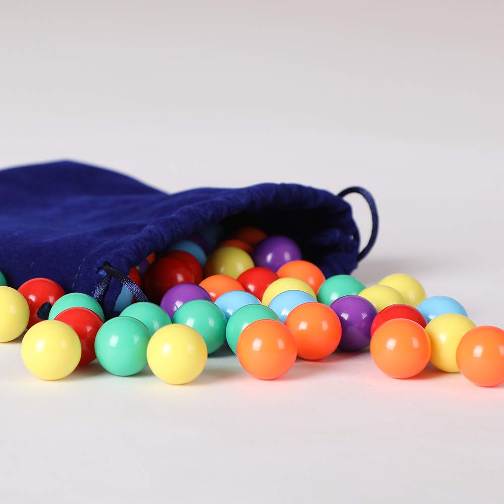 60 Pcs 16mm Replacement Marble Balls for Chinese Checkers & Marble Run Games - 6 Vibrant Colors - Perfect for Board Games, Kids STEM Toys & Family Game Night Activities