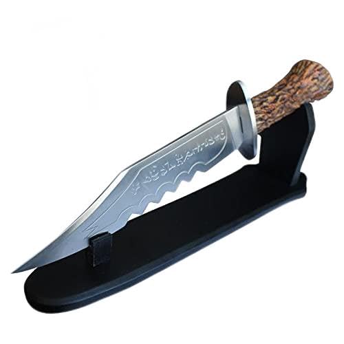 RealFireNSteel Demon Hunting Knife - Premium Silver Blade with Brown Handle - Compact Tactical Knife for Outdoor Survival, Camping & Hunting Gear