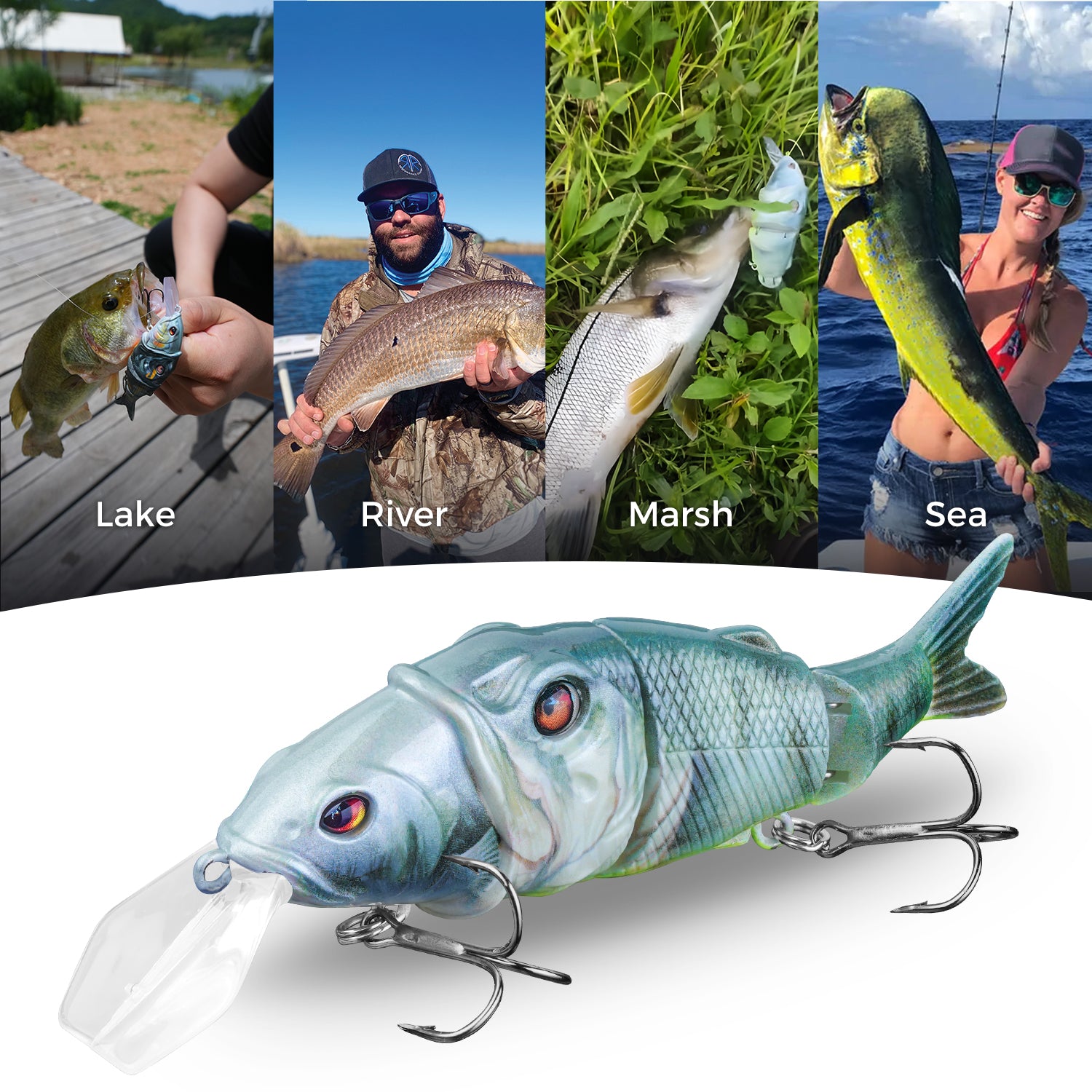 Premium M1 Metal Jointed Swimbait with Realistic Tongue - Lifelike Fishing Lure for Bass, Pike & Walleye - Perfect for Freshwater & Saltwater Fishing