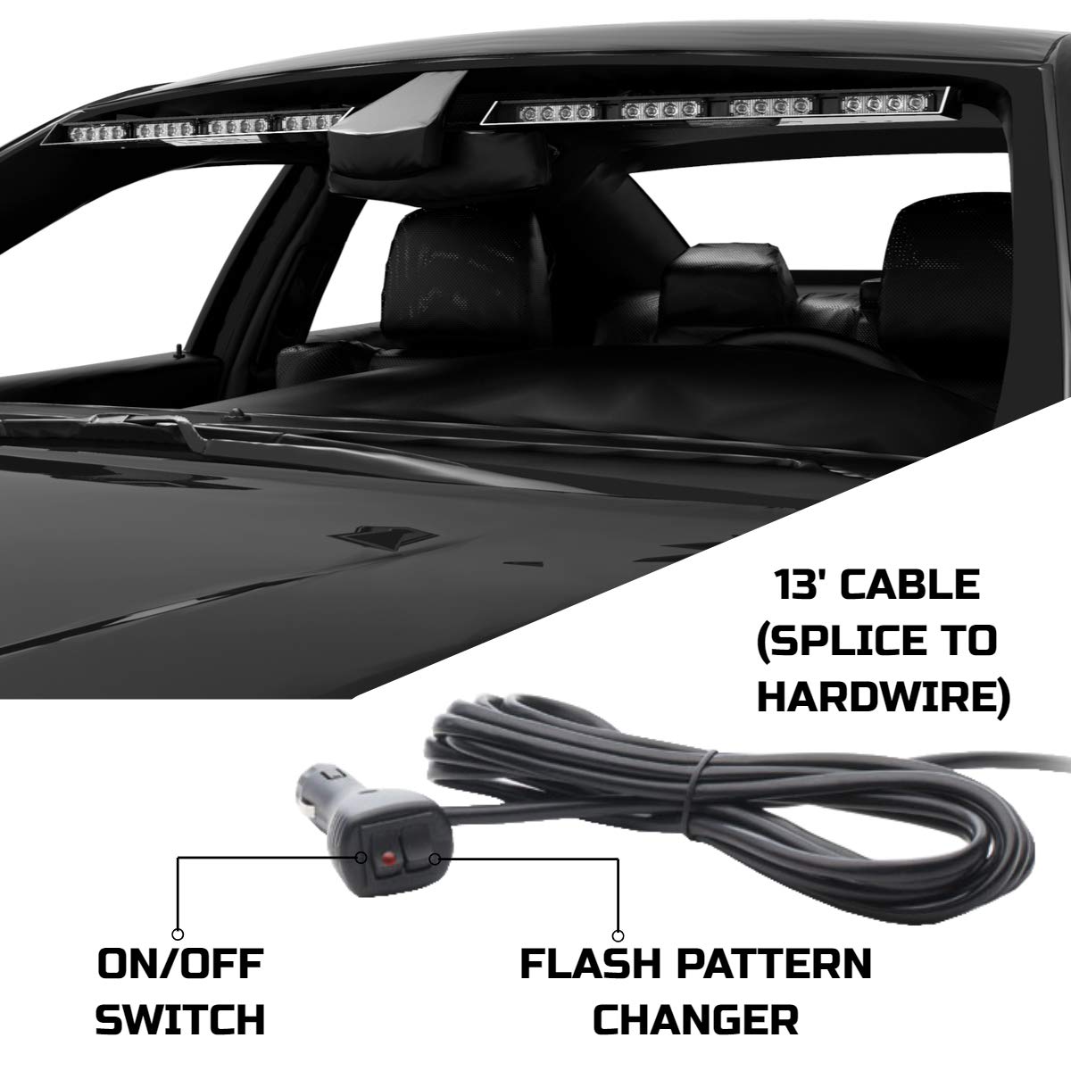 SpeedTech Raptor-X TIR LED Strobe Light Bar - Blue/Blue Emergency Vehicle Interior Windshield Visor Light with Cigarette Lighter Plug Controller for Police, Security & First Responders | Perfect for Roadside Emergencies, Night Patrol & Fleet Vehicles