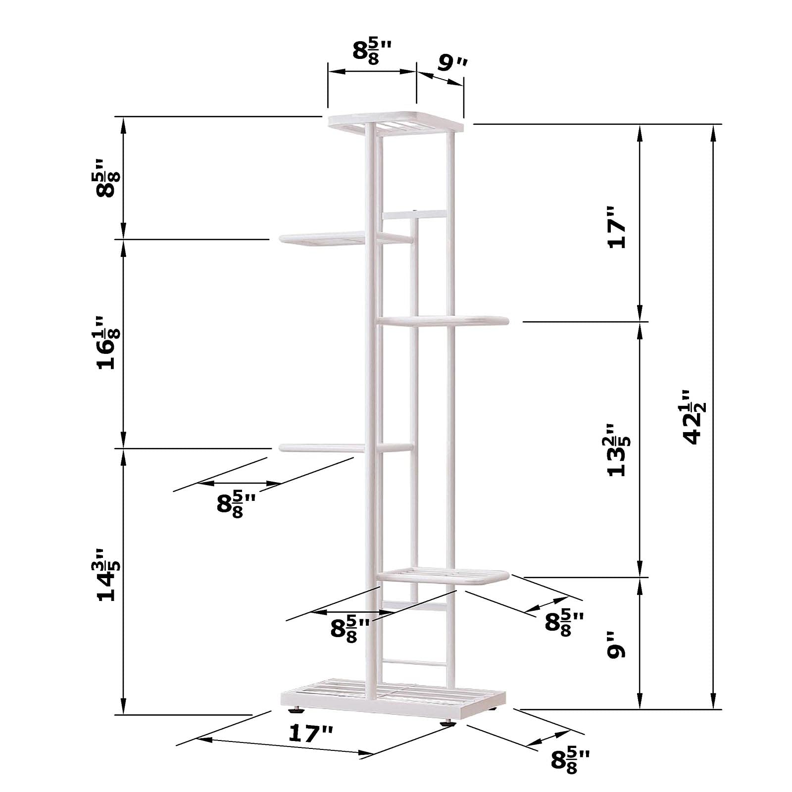 6 Tier Metal Plant Stand for Indoor & Outdoor Use - Sturdy Flower Pot Display Shelf for Garden, Patio, Balcony - White Planter Rack for Herbs, Succulents & Home Decor