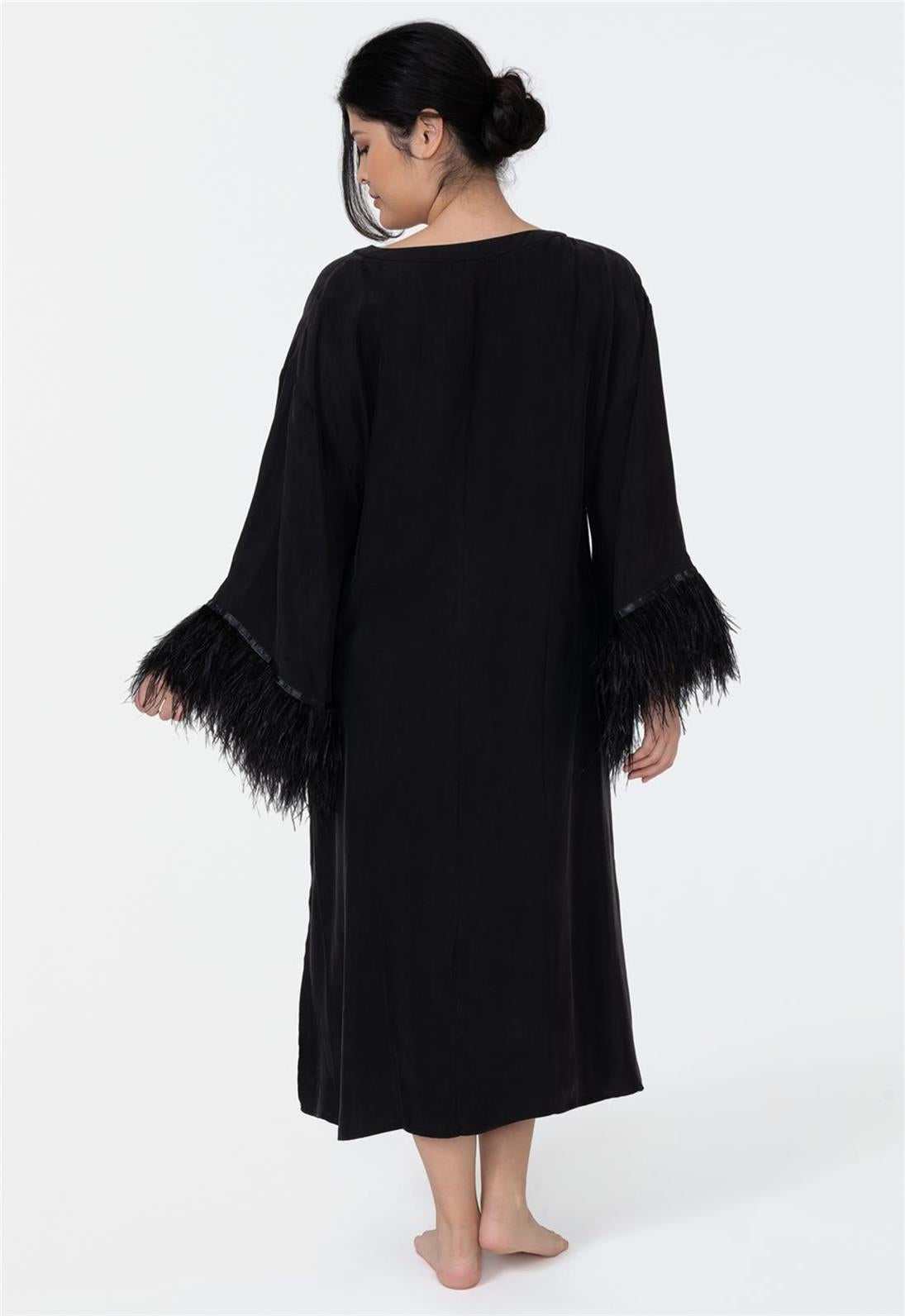 Elegant Black Swan Caftan Dress for Women - Boho Chic Loose Fit Maxi Dress for Beach, Vacation & Summer Wear
