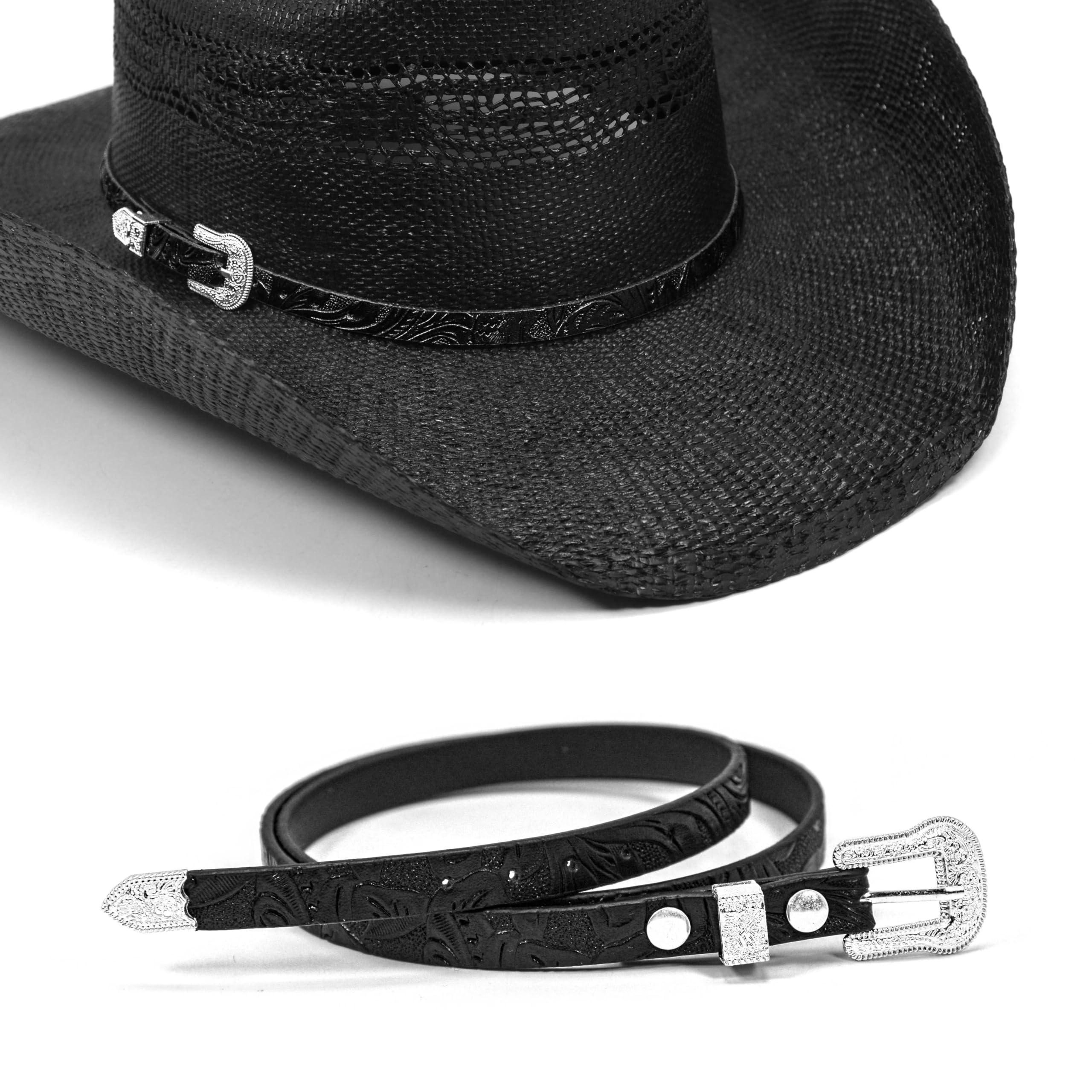 Keilin Adjustable Leather Hat Bands for Cowboy Hats, Fedoras & Straw Hats - Western Scalloped Design for Men & Women | Perfect for Rodeos, Country Music Festivals & Outdoor Adventures