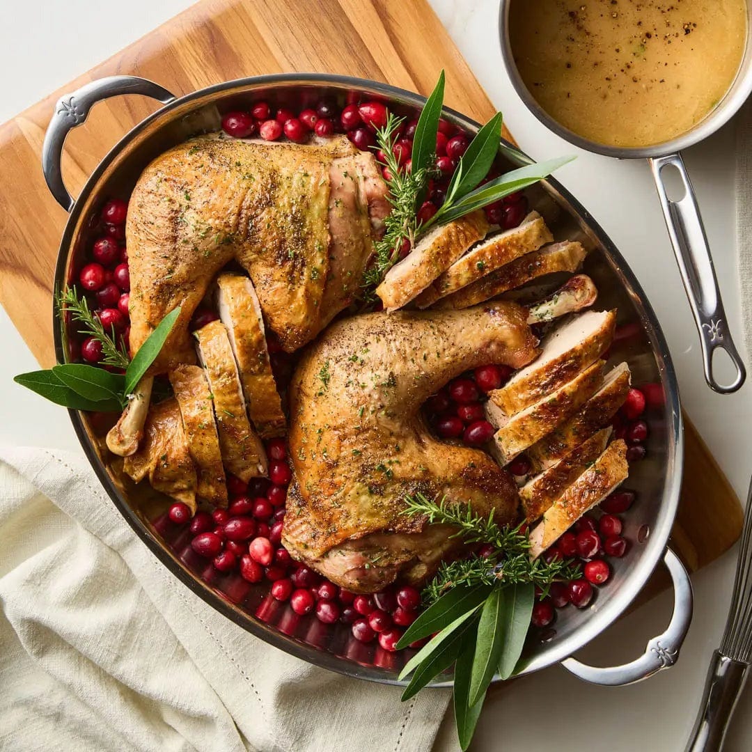 Hestan Provisions Stainless Steel Large Clad Oval Roaster Pan - 17.5 x 14 Inches - Premium Oven Safe Cookware for Roasting Turkey, Chicken & Vegetables - Perfect for Thanksgiving & Holiday Cooking