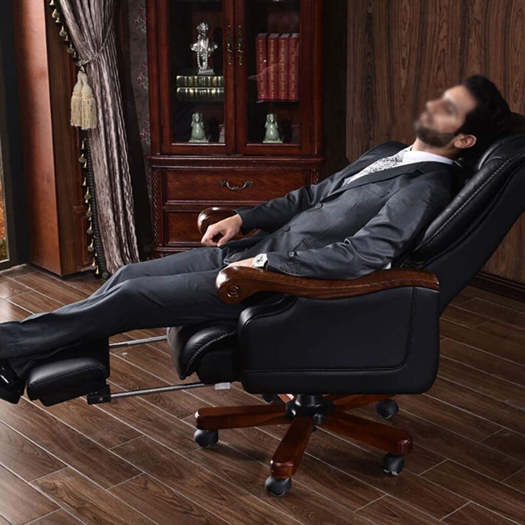 Ergonomic Executive Office Chair with Adjustable Swivel, Lumbar Support & Footrest - High Back Leather Computer Desk Chair for Home & Business Use - Perfect for Long Work Hours, Gaming & Conference Rooms