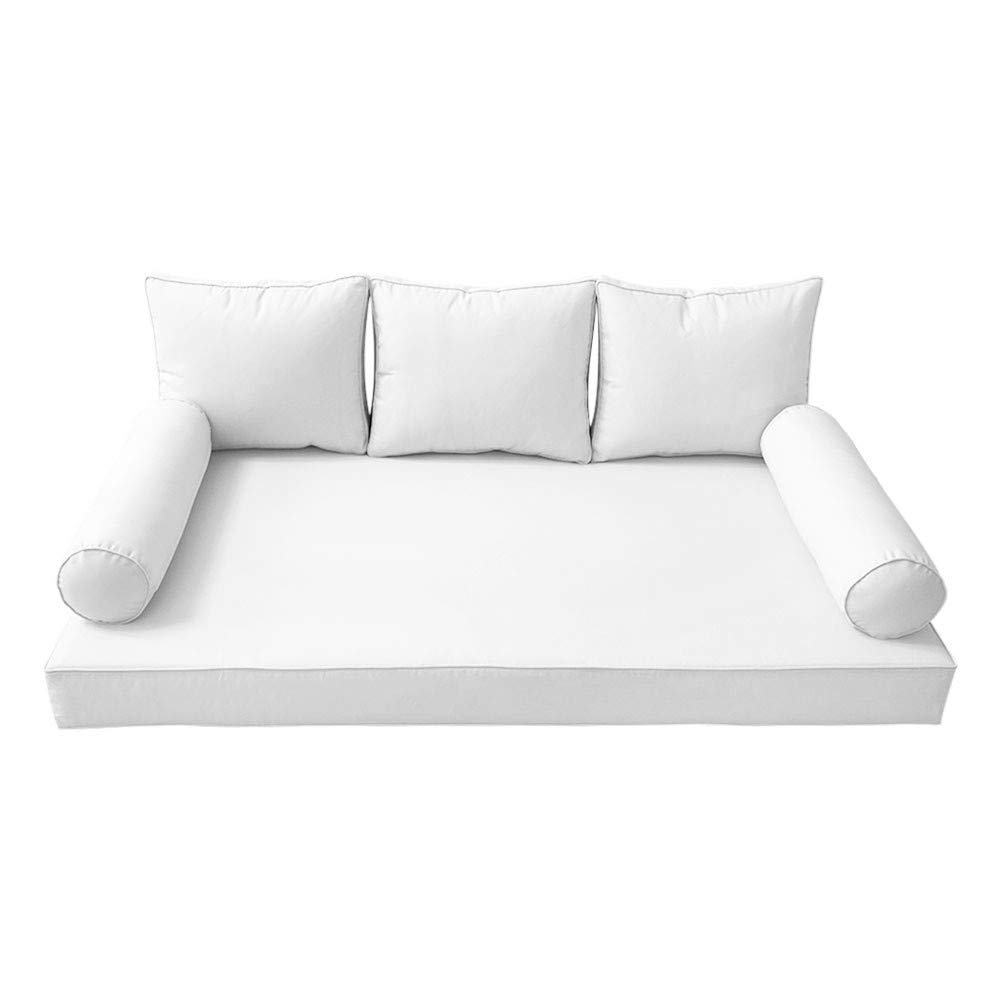 Prolinemax Outdoor Style 3 Full Piped Trim Daybed Mattress Bolster Pillow Fitted Sheet Cover - AD106 | Waterproof & Breathable Fabric | Perfect for Patio, Sunroom & Guest Bedroom Decor