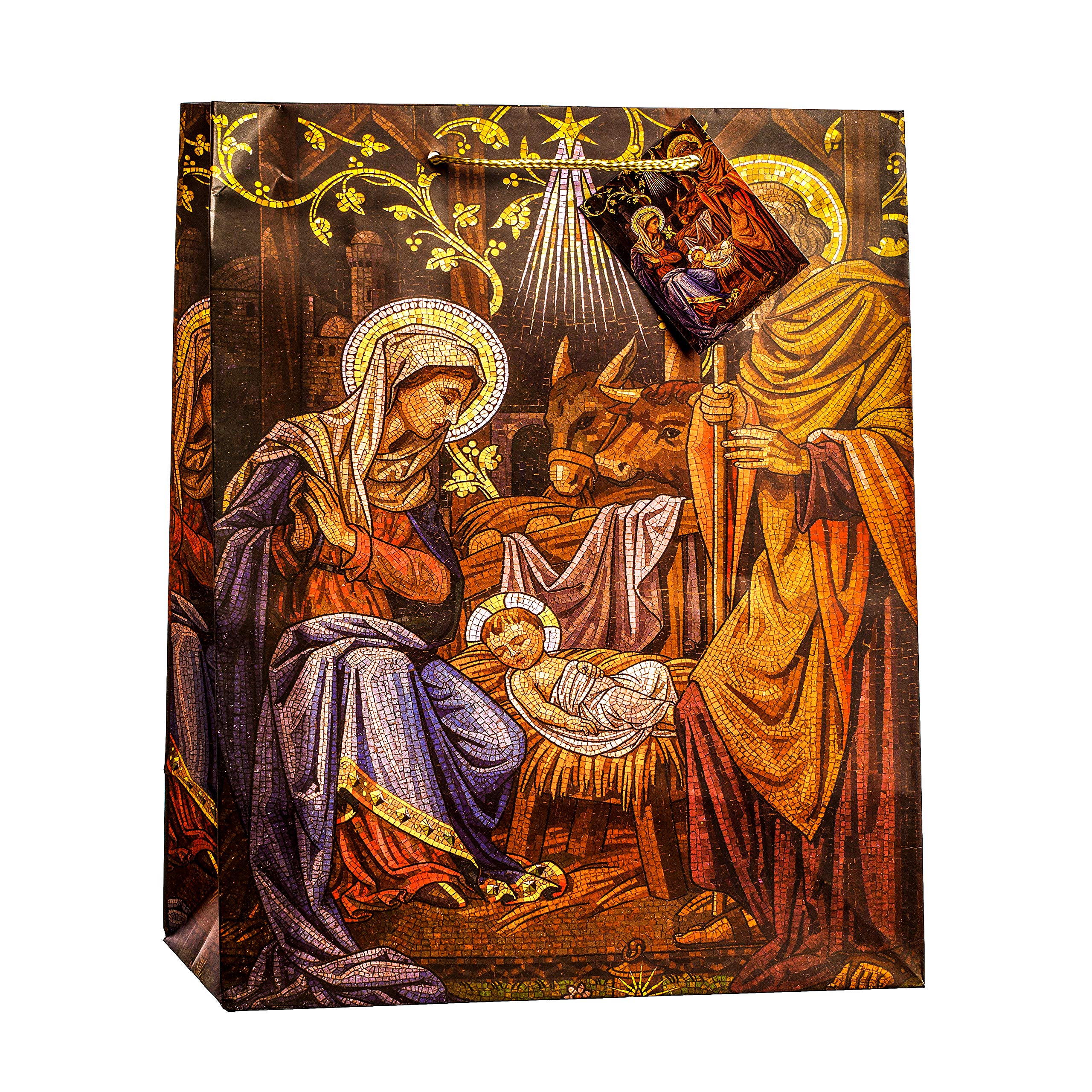 TSI 86318 Christmas Nativity Gift Bags - Pack of 12 Large Holiday Favor Bags 32 x 26 x 13.5 cm for Christmas Party Favors, Church Events & Holiday Gift Wrapping