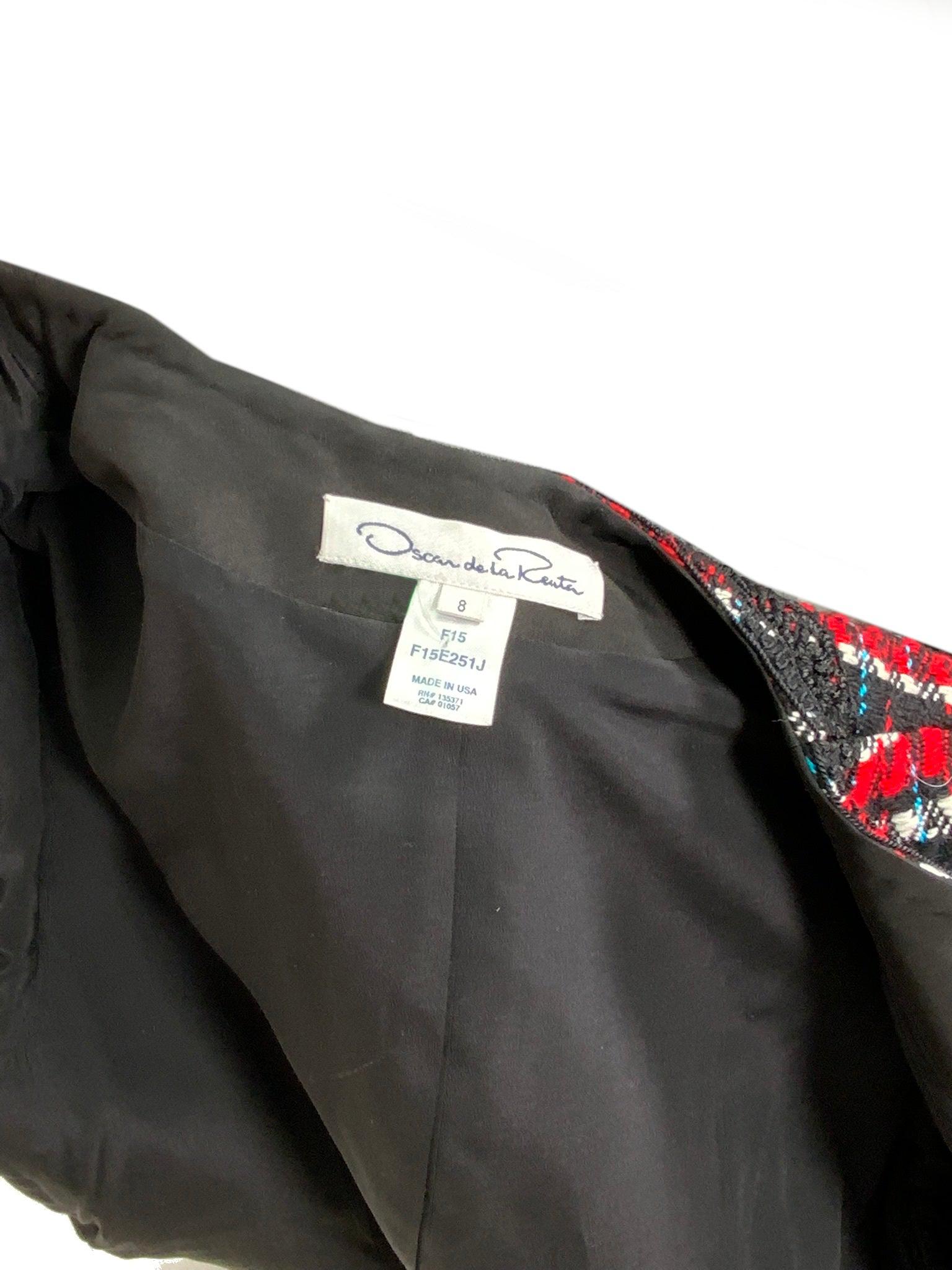 Oscar de la Renta Tweed Fringe Cropped Jacket Women's Size M | Elegant Blazer for Office, Party & Special Occasions