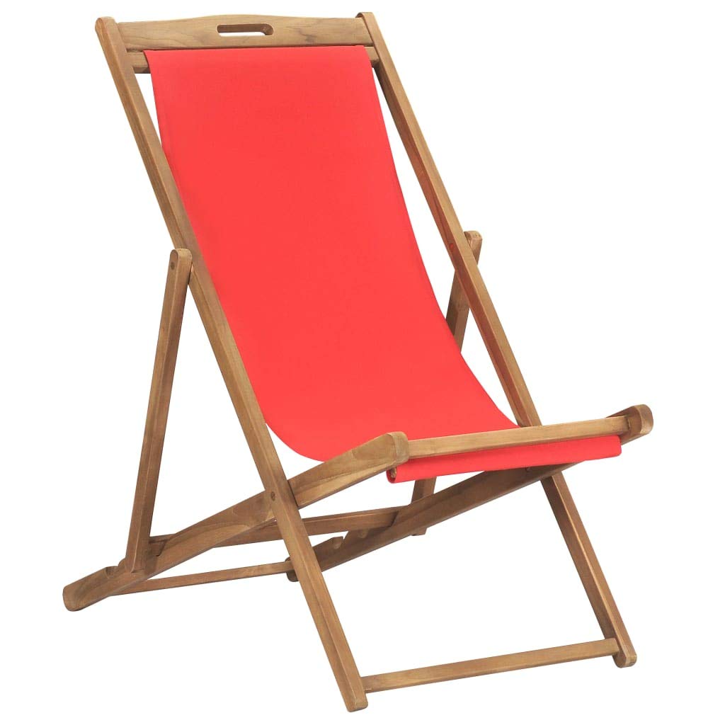Premium Folding Full Back Teak Wood Deck Chair - Outdoor Beach & Camping Lounge Chair (22